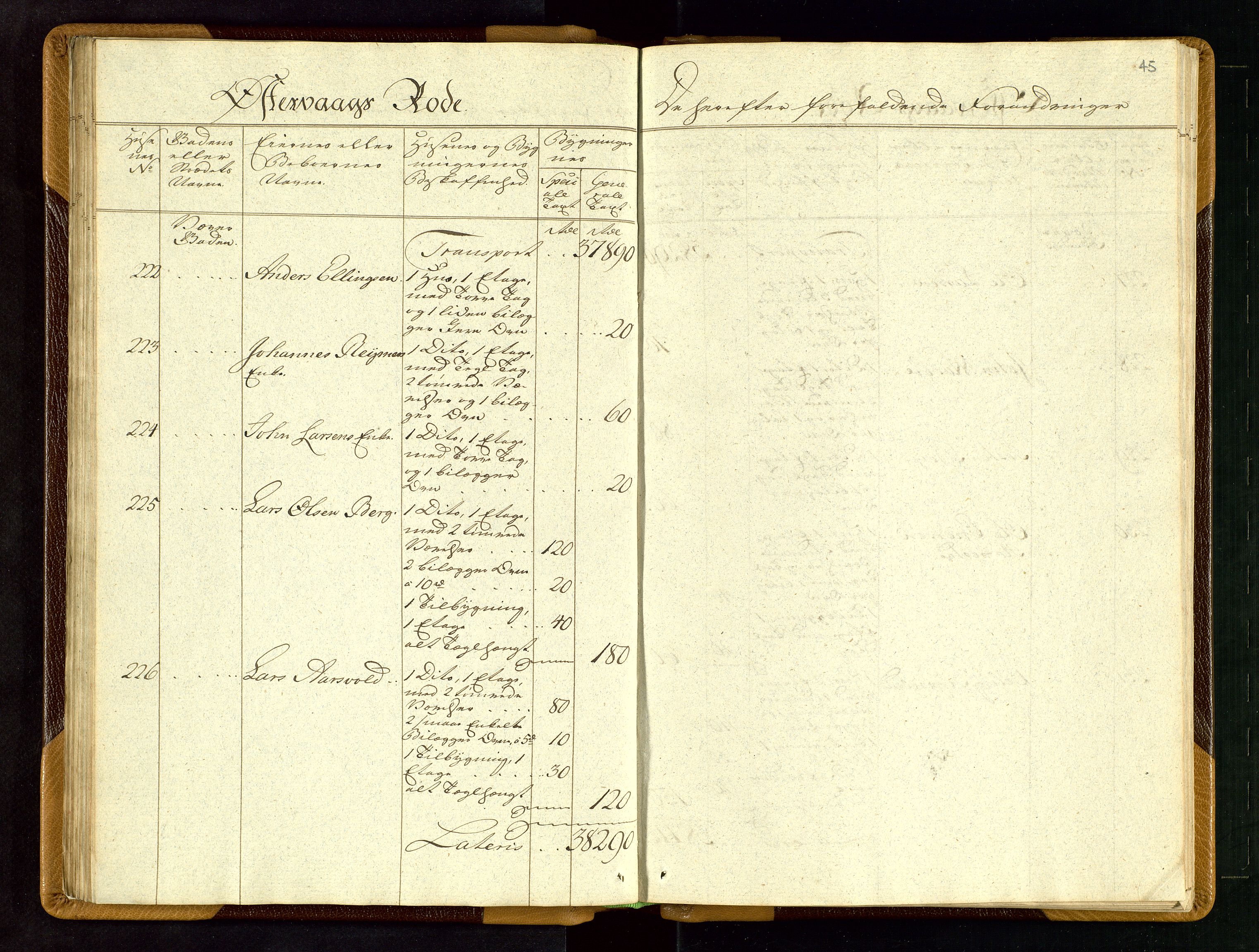 Fylkesmannen i Rogaland, AV/SAST-A-101928/99/3/312/312CE/L0001B: BRANNTAKSTPROTOKOLL FOR STAVANGER BY, 1797, s. 44b-45a