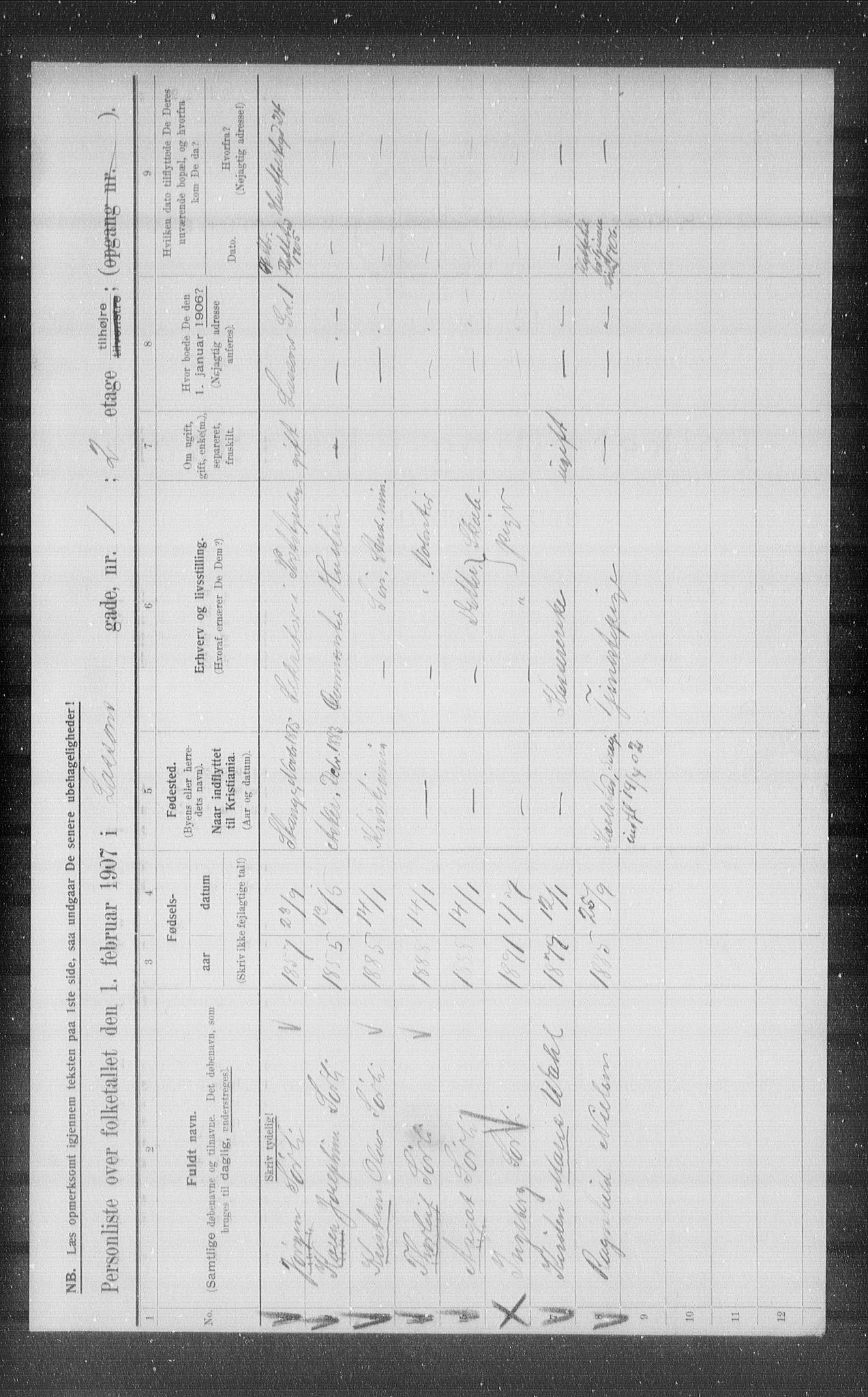 OBA, Kommunal folketelling 1.2.1907 for Kristiania kjøpstad, 1907, s. 29212