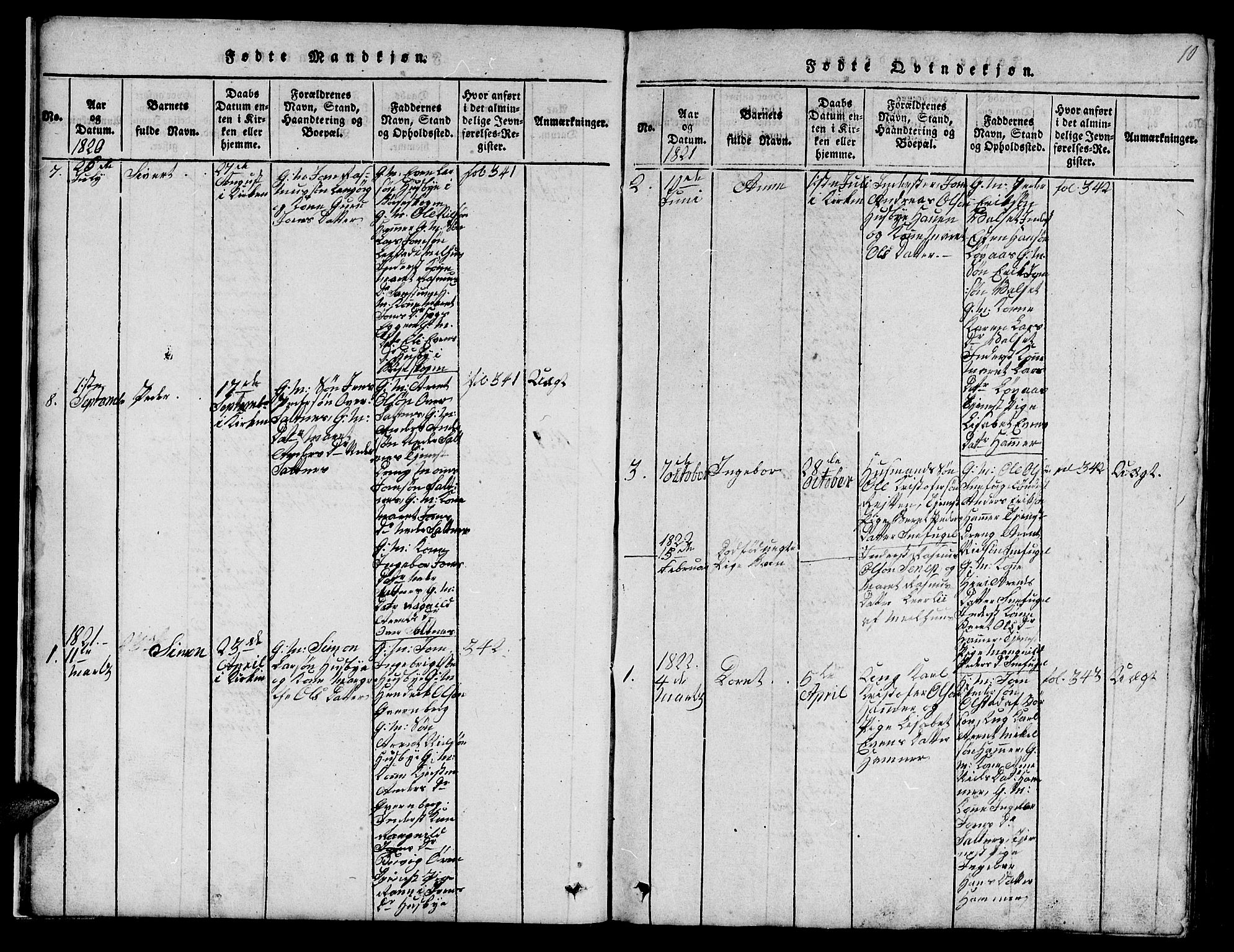 Ministerialprotokoller, klokkerbøker og fødselsregistre - Sør-Trøndelag, AV/SAT-A-1456/666/L0788: Klokkerbok nr. 666C01, 1816-1847, s. 10