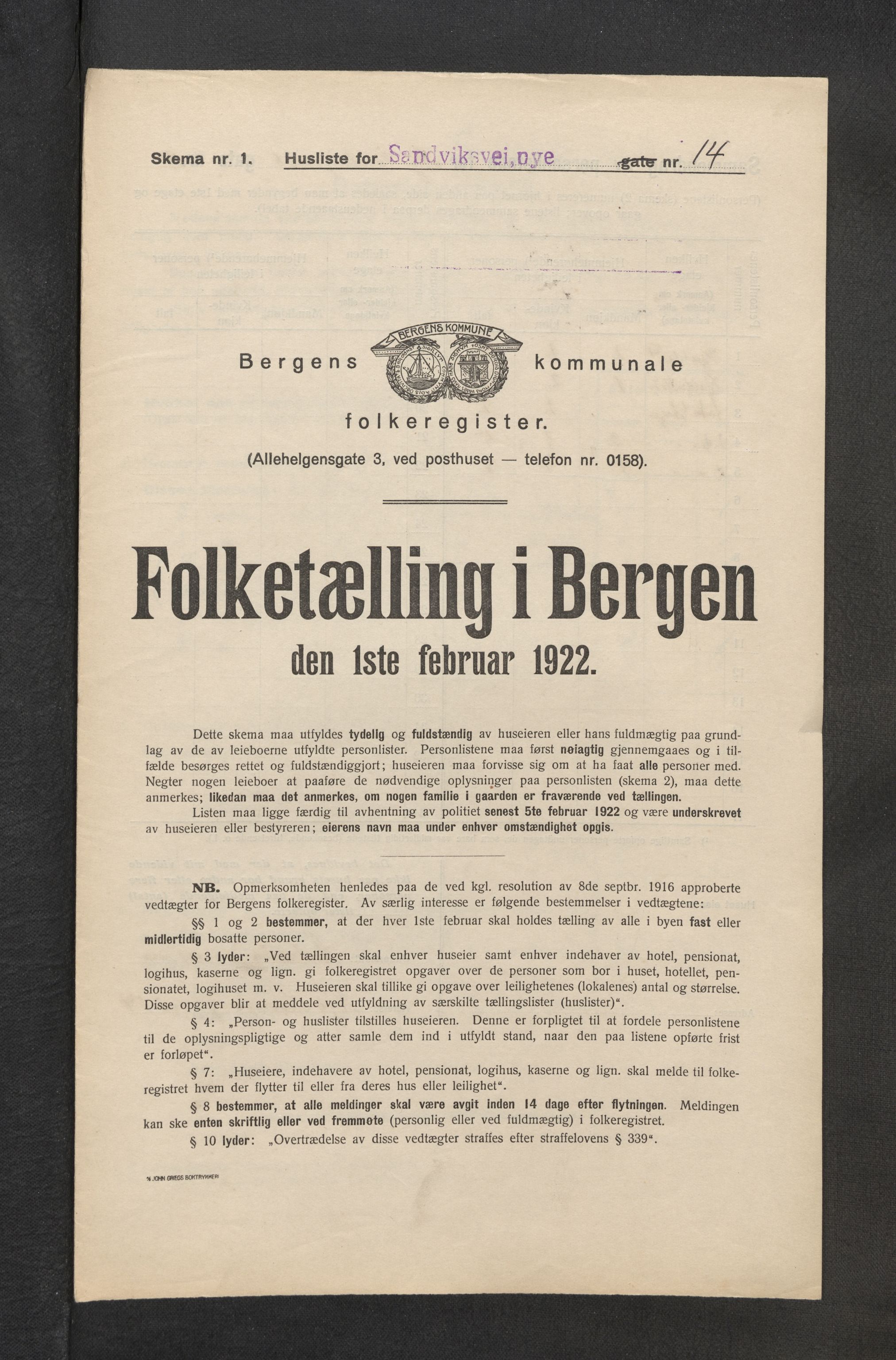 SAB, Kommunal folketelling 1922 for Bergen kjøpstad, 1922, s. 34691