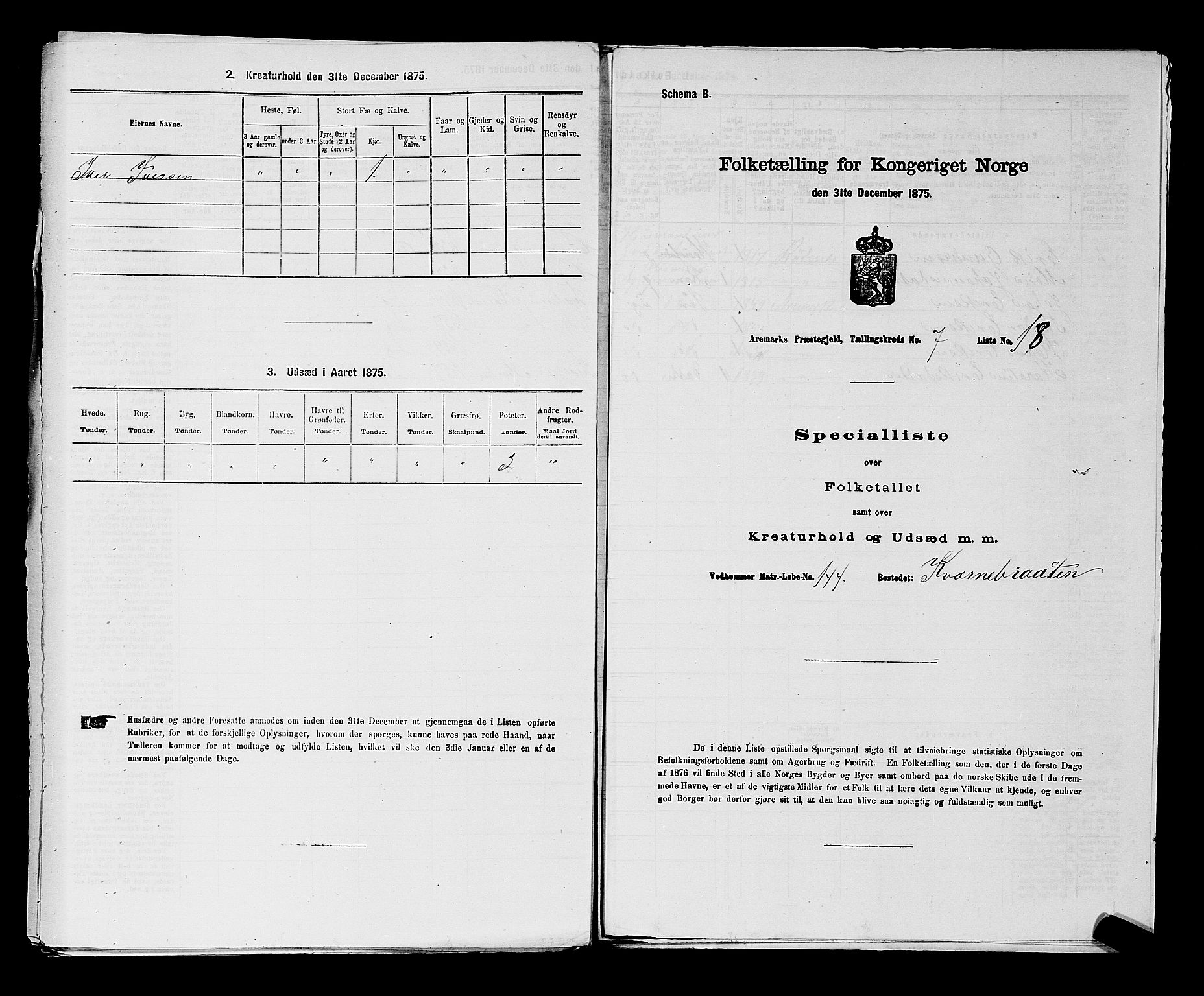 RA, Folketelling 1875 for 0118P Aremark prestegjeld, 1875, s. 1006