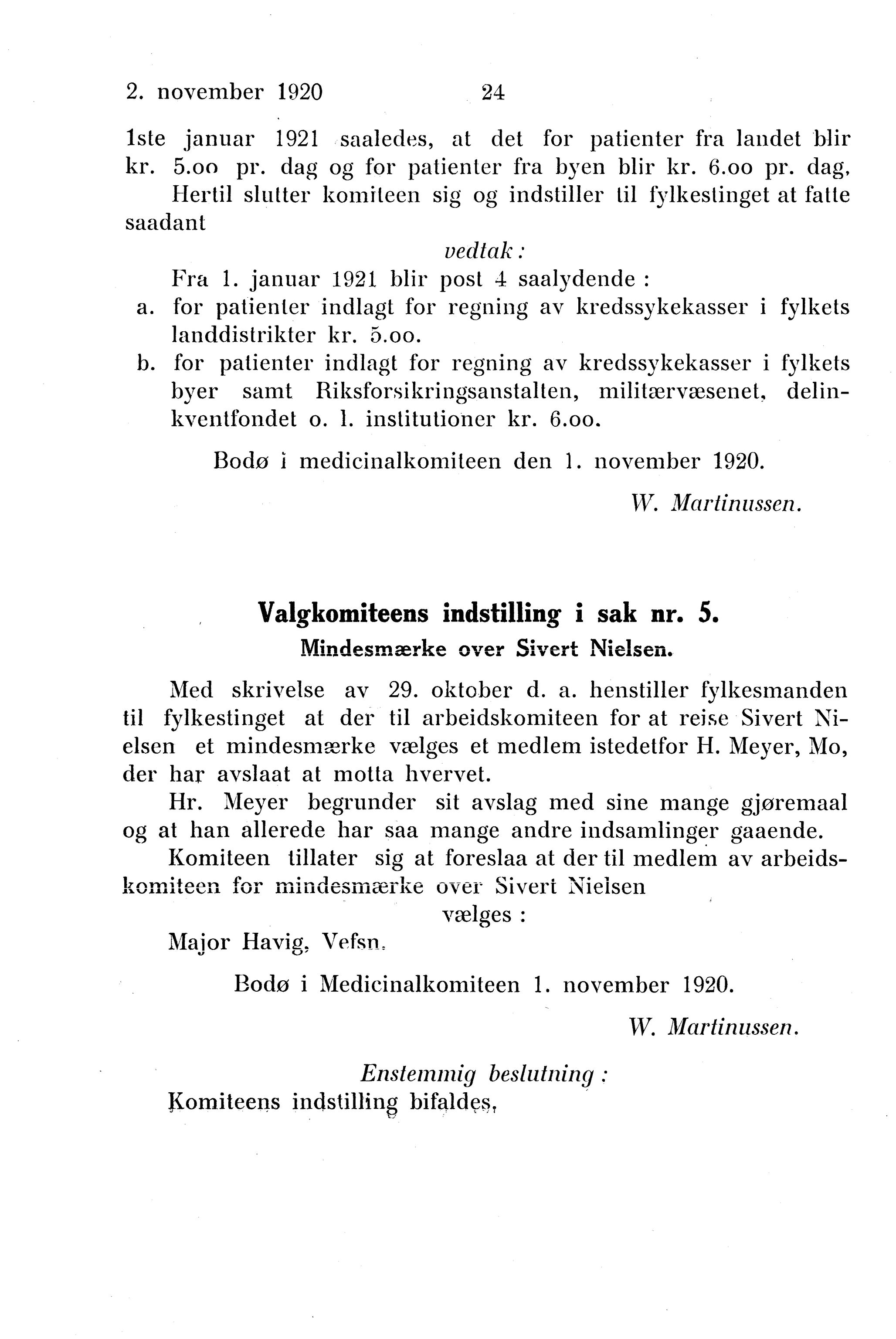 Nordland Fylkeskommune. Fylkestinget, AIN/NFK-17/176/A/Ac/L0043: Fylkestingsforhandlinger 1920, 1920