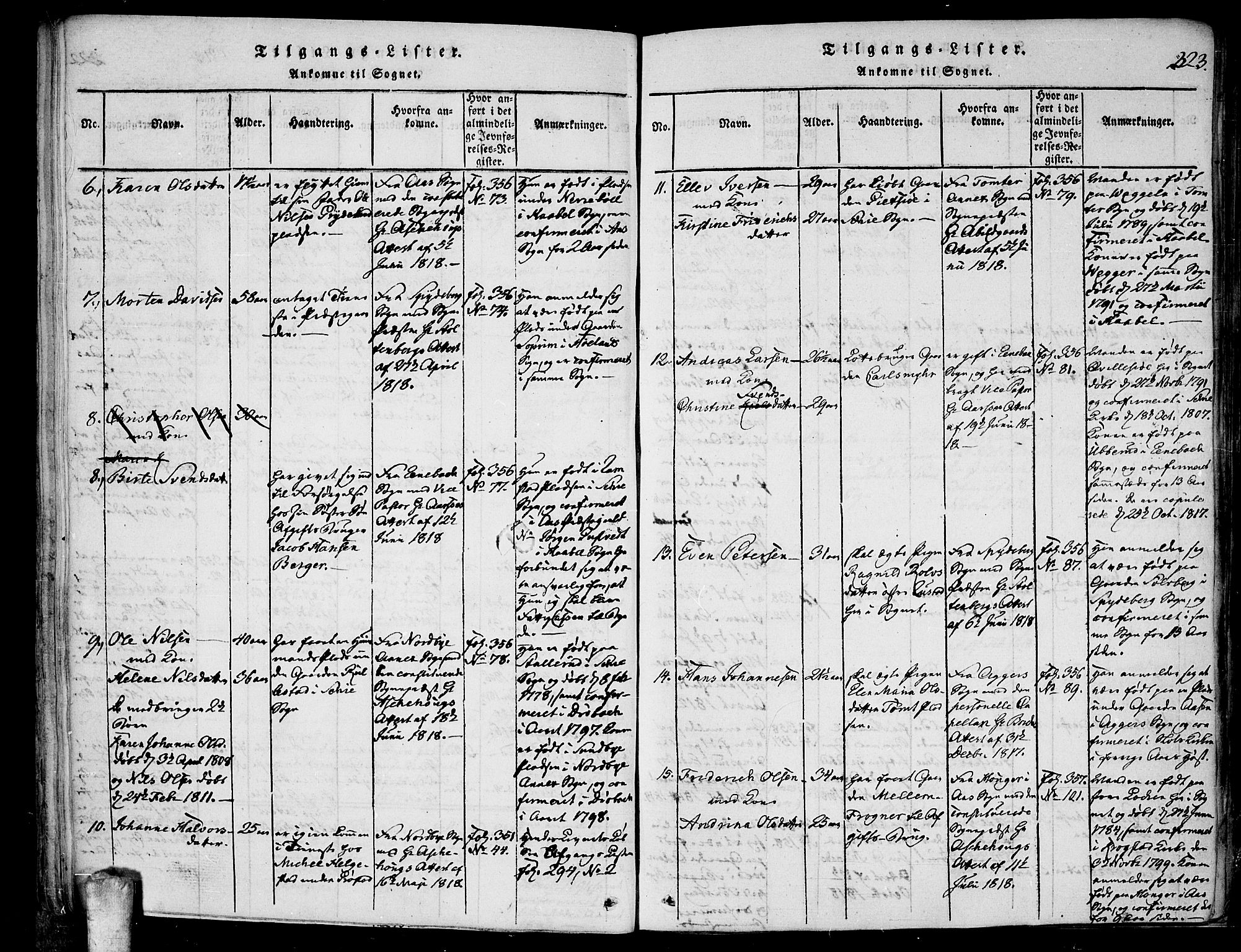 Kråkstad prestekontor Kirkebøker, AV/SAO-A-10125a/F/Fa/L0003: Ministerialbok nr. I 3, 1813-1824, s. 323