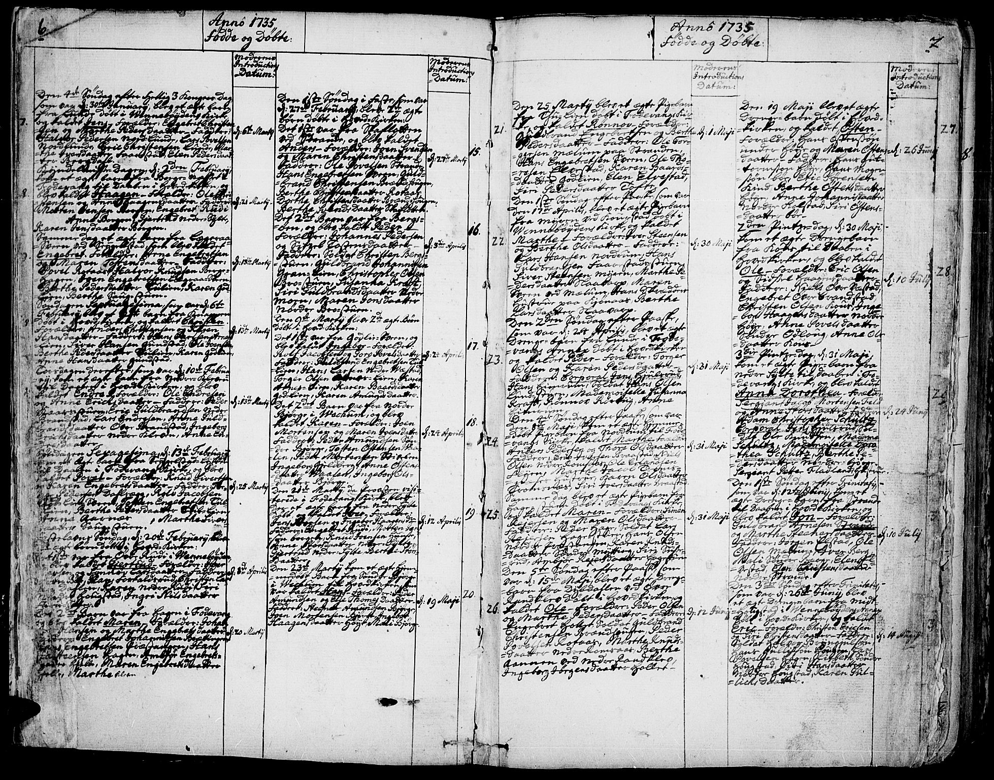 Ringebu prestekontor, AV/SAH-PREST-082/H/Ha/Haa/L0002: Ministerialbok nr. 2, 1734-1780, s. 6-7