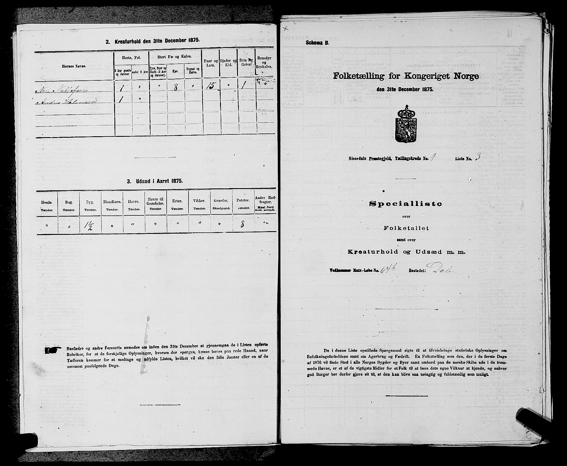 SAKO, Folketelling 1875 for 0830P Nissedal prestegjeld, 1875, s. 283