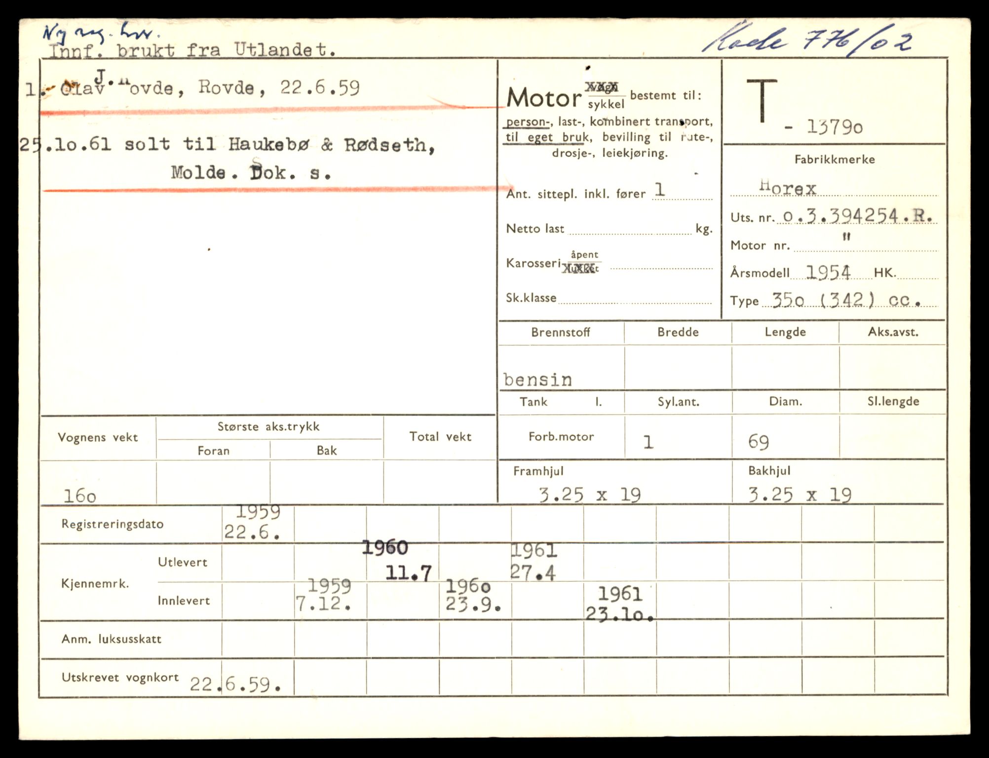 Møre og Romsdal vegkontor - Ålesund trafikkstasjon, AV/SAT-A-4099/F/Fe/L0041: Registreringskort for kjøretøy T 13710 - T 13905, 1927-1998, s. 1387