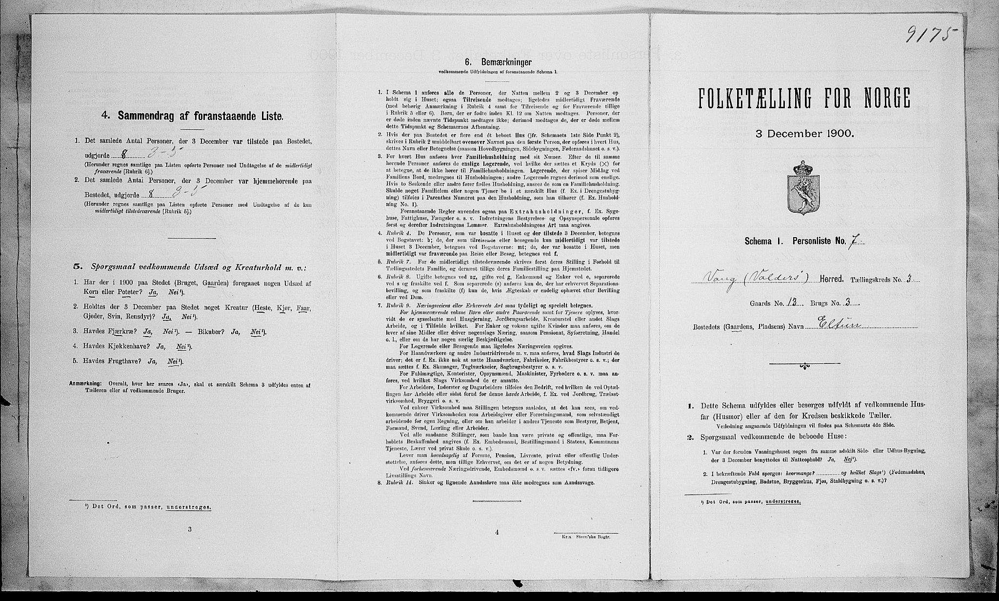 SAH, Folketelling 1900 for 0545 Vang herred, 1900, s. 144