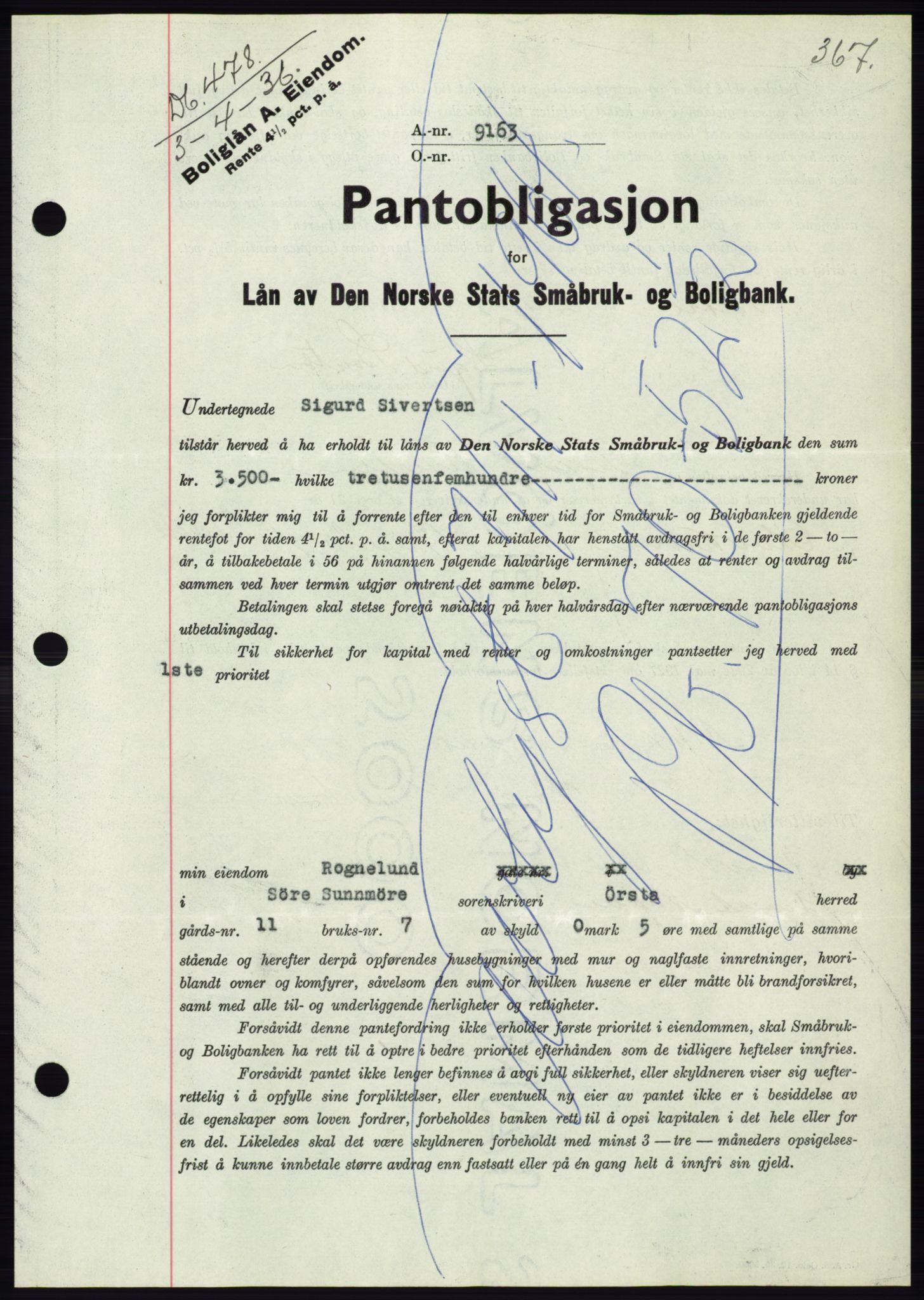 Søre Sunnmøre sorenskriveri, AV/SAT-A-4122/1/2/2C/L0060: Pantebok nr. 54, 1935-1936, Tingl.dato: 03.04.1936