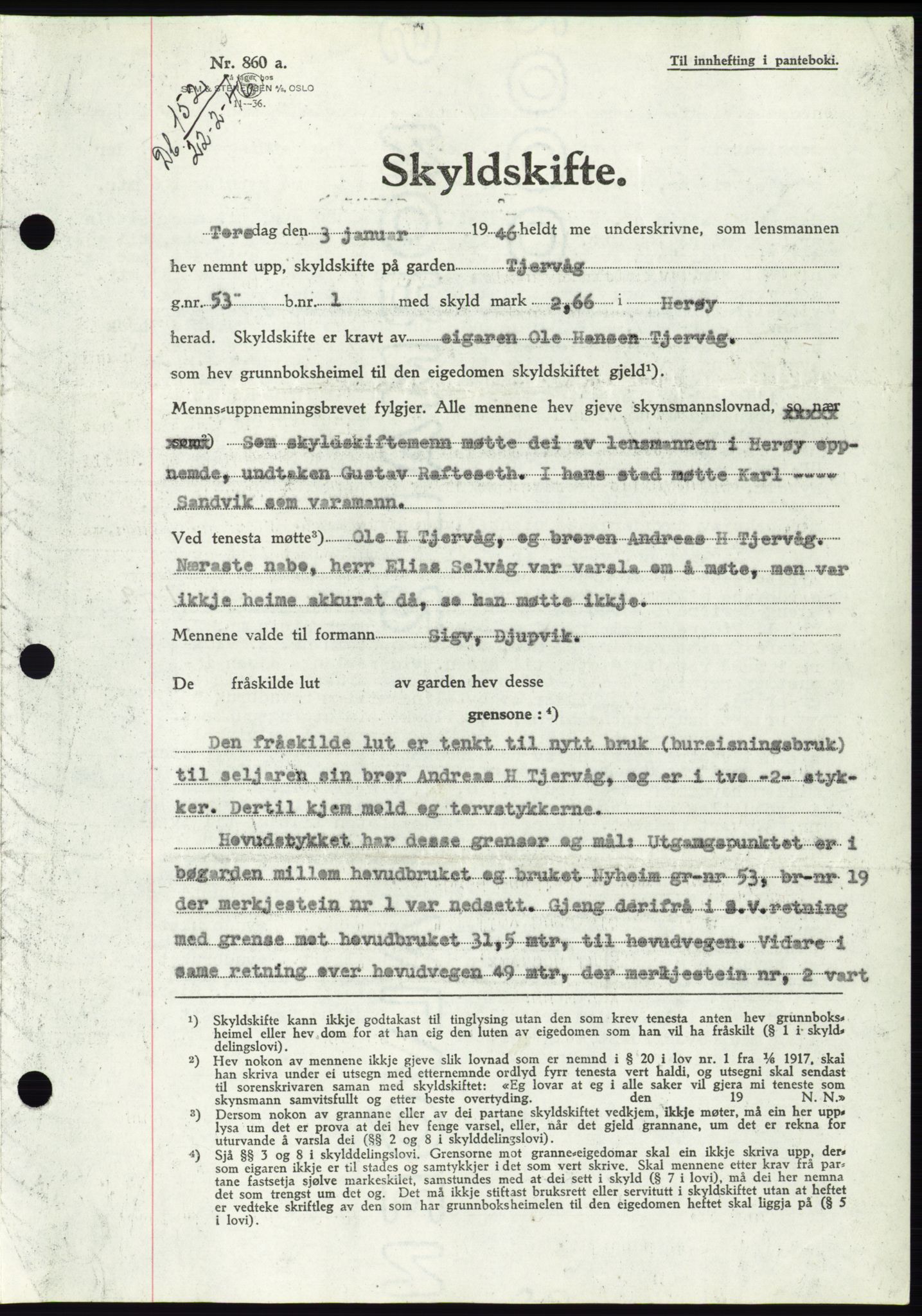 Søre Sunnmøre sorenskriveri, SAT/A-4122/1/2/2C/L0078: Pantebok nr. 4A, 1946-1946, Dagboknr: 152/1946