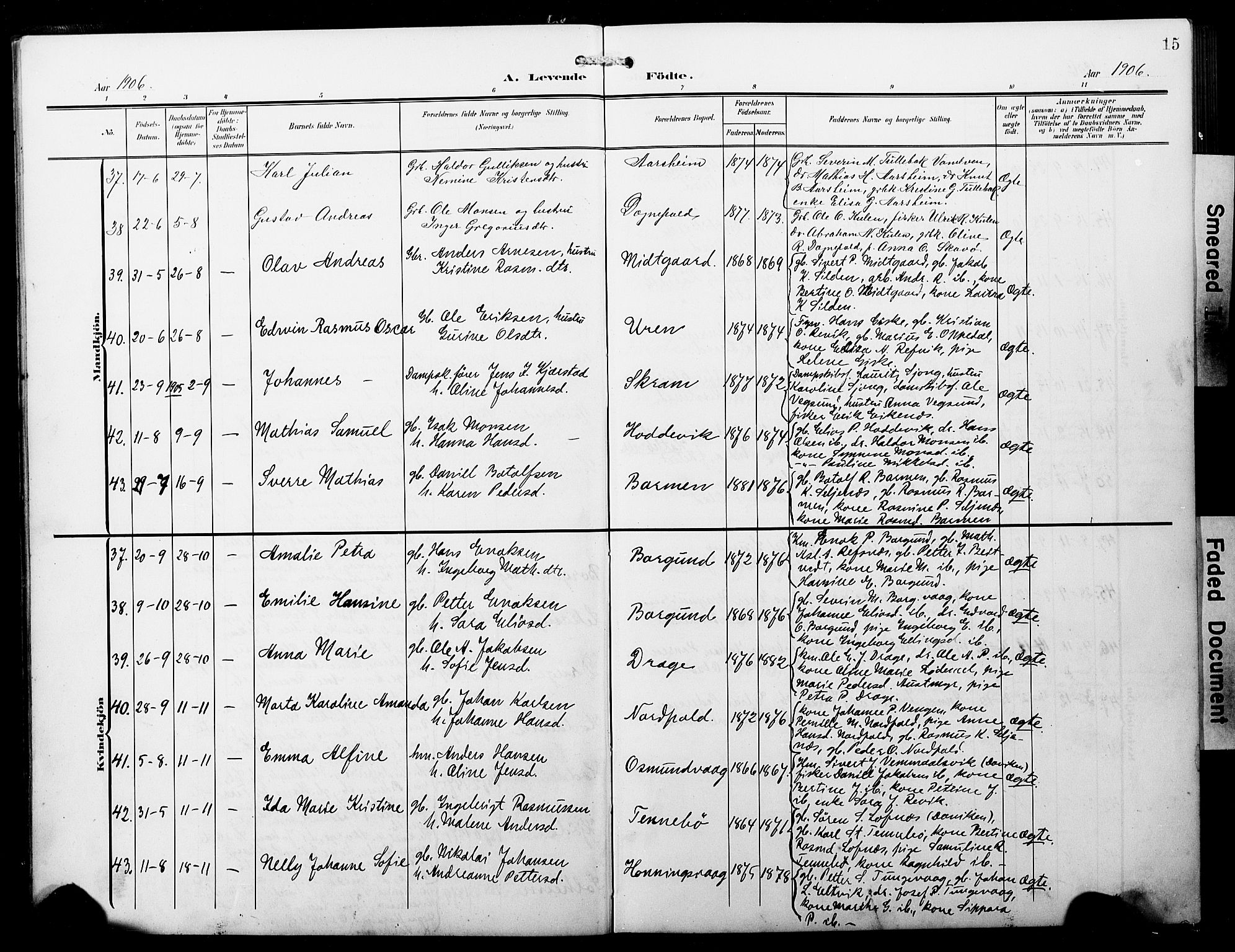 Selje sokneprestembete, AV/SAB-A-99938/H/Ha/Hab/Habb: Klokkerbok nr. B 1, 1905-1923, s. 15