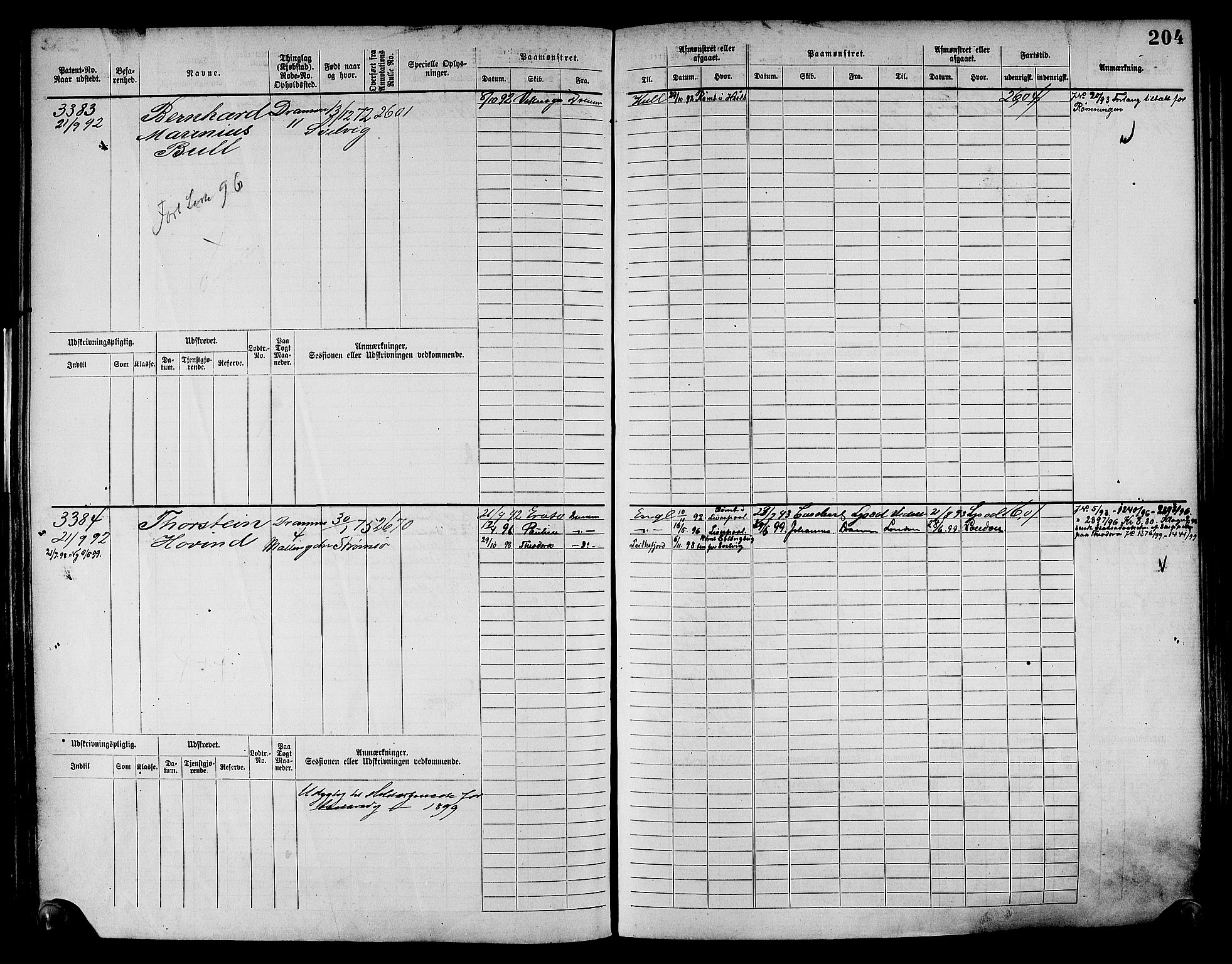 Drammen innrulleringsdistrikt, AV/SAKO-A-781/F/Fc/L0004: Hovedrulle, 1885, s. 210