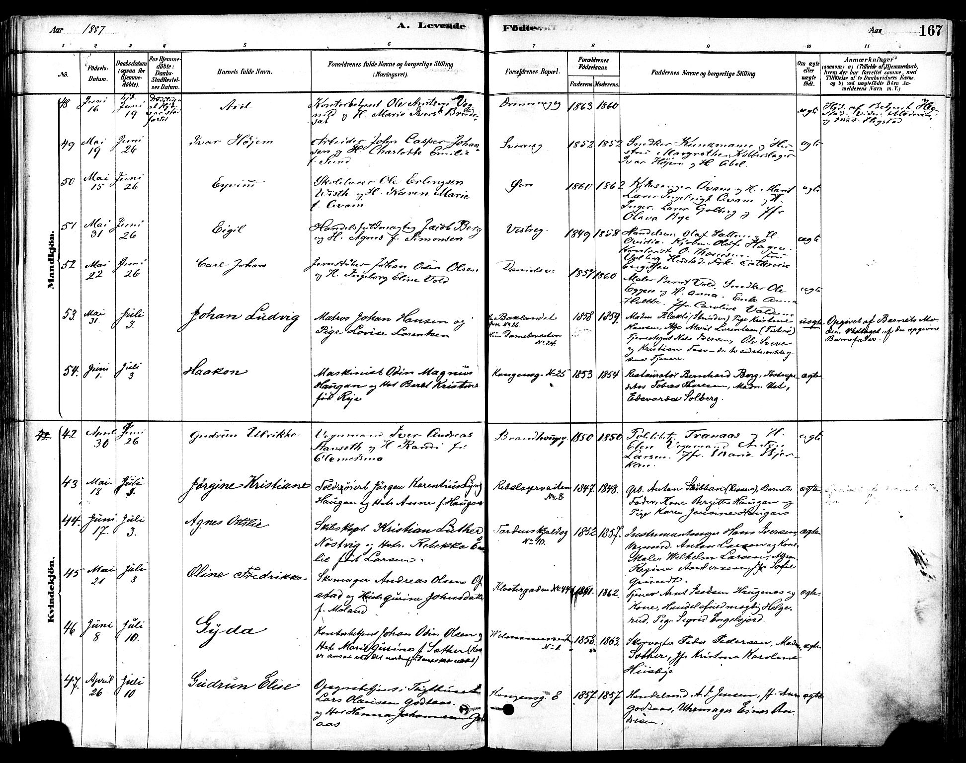 Ministerialprotokoller, klokkerbøker og fødselsregistre - Sør-Trøndelag, SAT/A-1456/601/L0057: Ministerialbok nr. 601A25, 1877-1891, s. 167