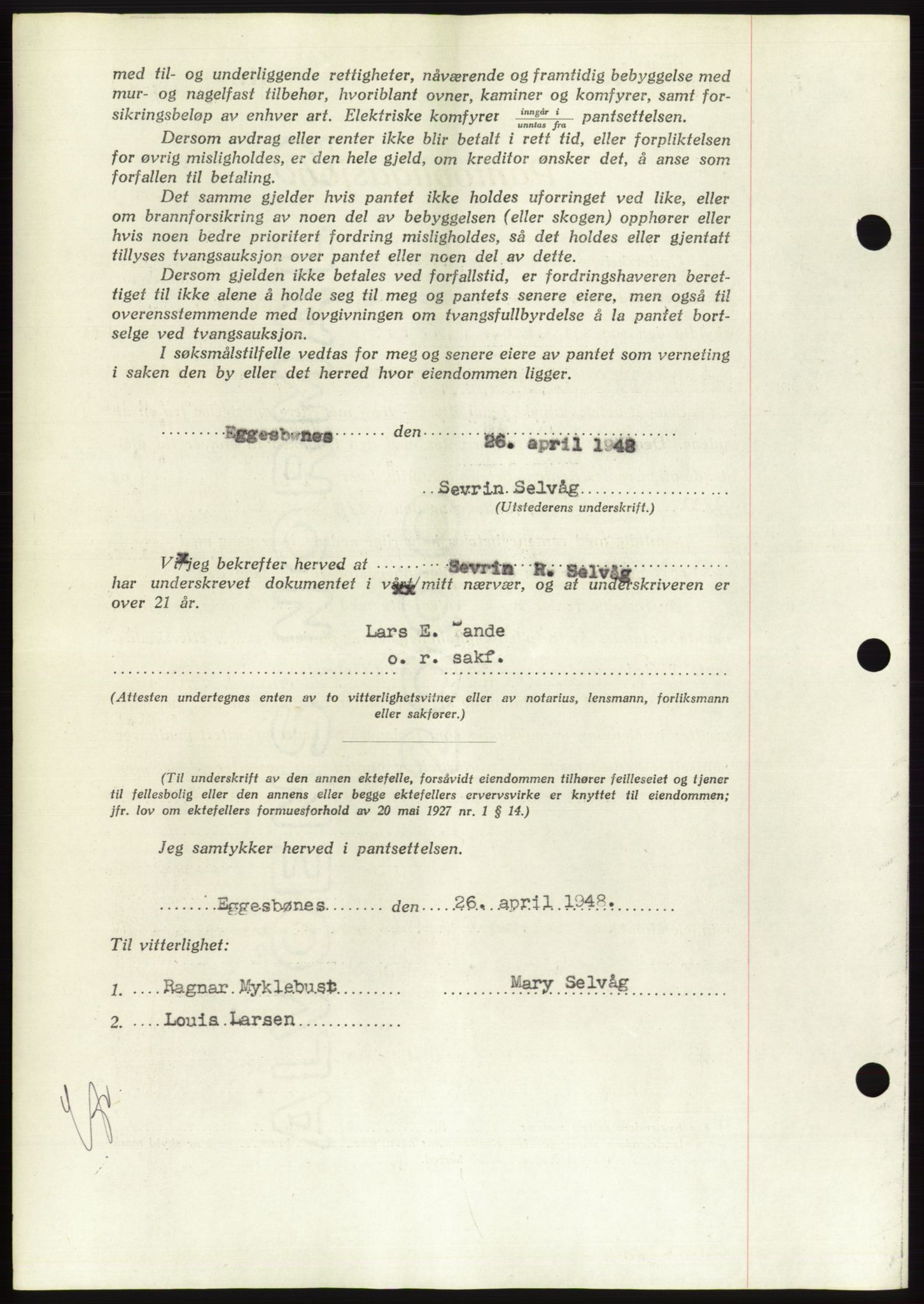 Søre Sunnmøre sorenskriveri, AV/SAT-A-4122/1/2/2C/L0115: Pantebok nr. 3B, 1947-1948, Dagboknr: 566/1948