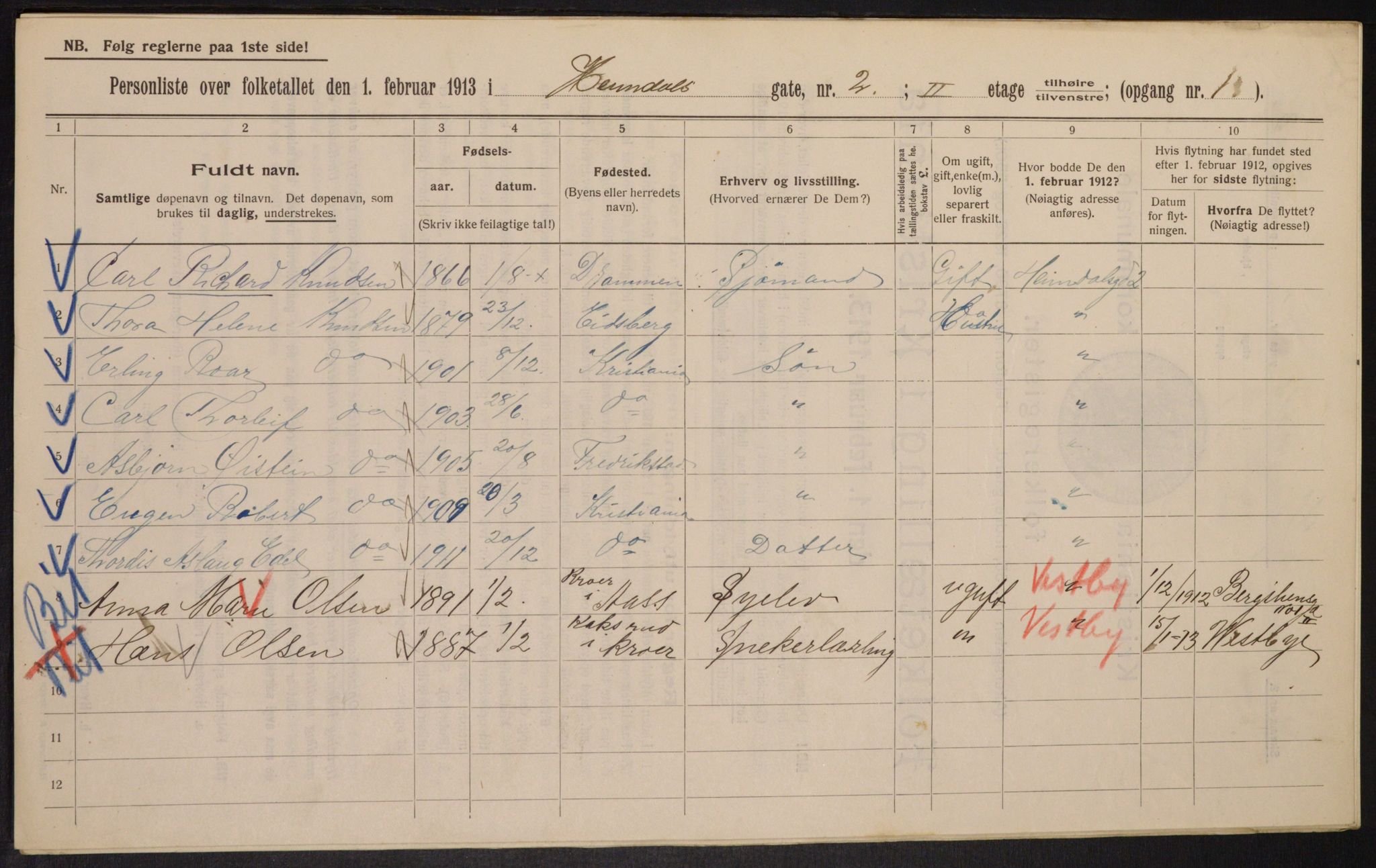 OBA, Kommunal folketelling 1.2.1913 for Kristiania, 1913, s. 36658