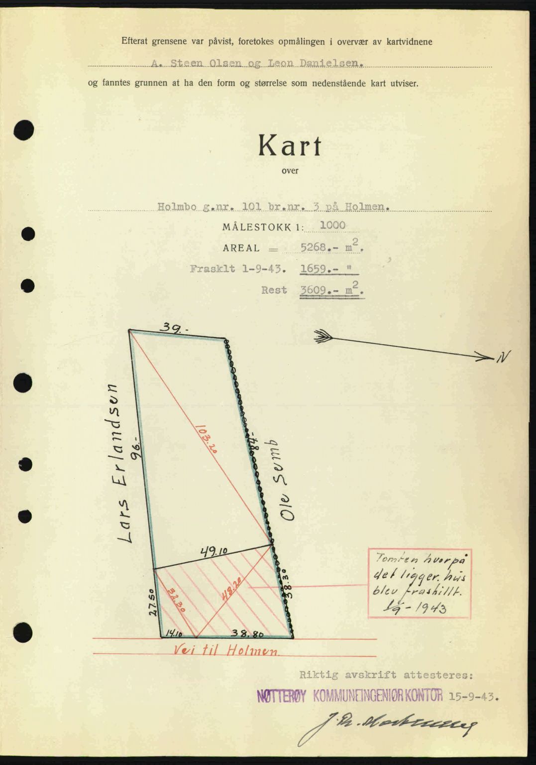 Tønsberg sorenskriveri, AV/SAKO-A-130/G/Ga/Gaa/L0014: Pantebok nr. A14, 1943-1944, Dagboknr: 2352/1943