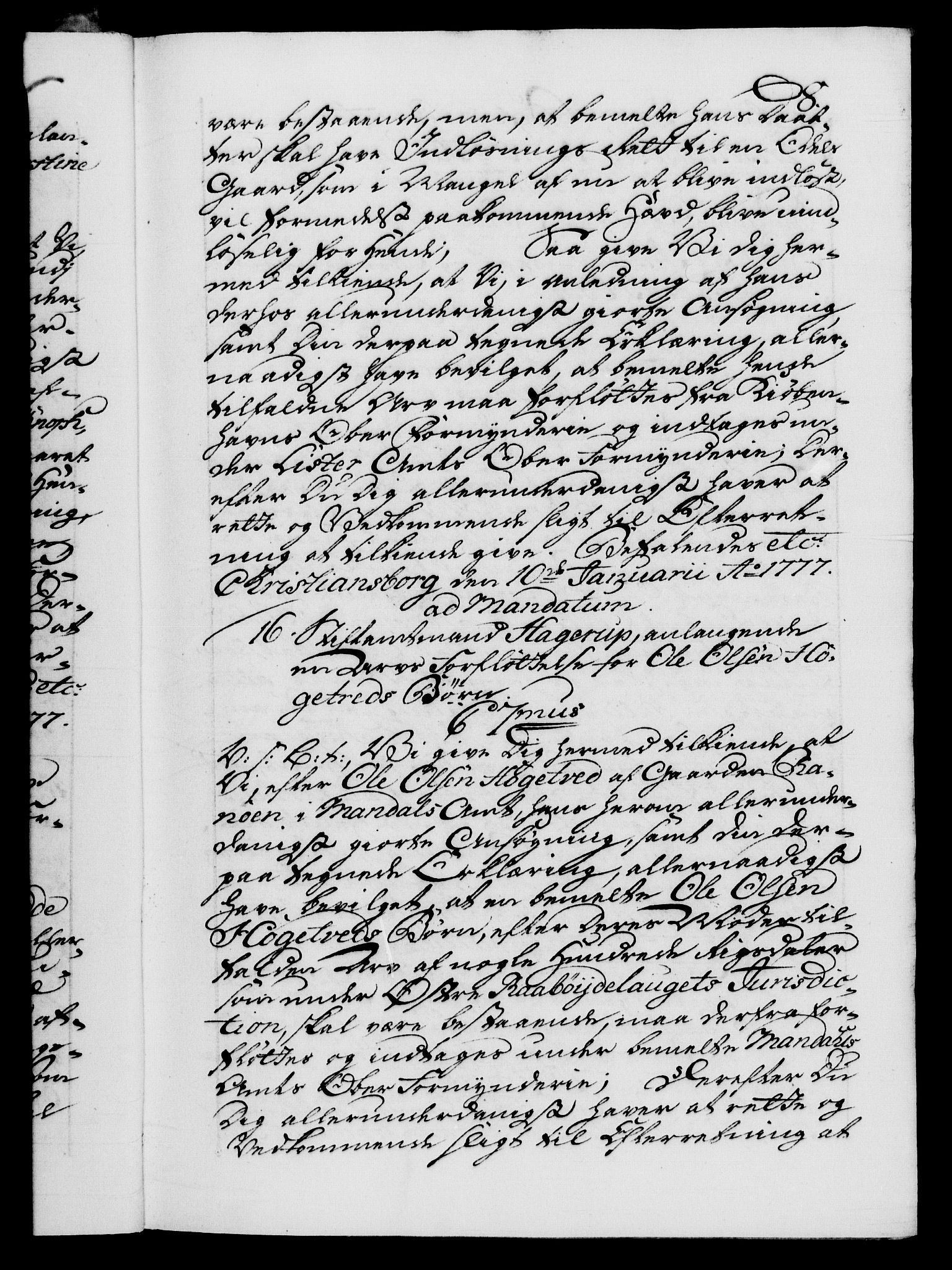 Danske Kanselli 1572-1799, AV/RA-EA-3023/F/Fc/Fca/Fcab/L0042: Norske tegnelser, 1777-1781, s. 8a