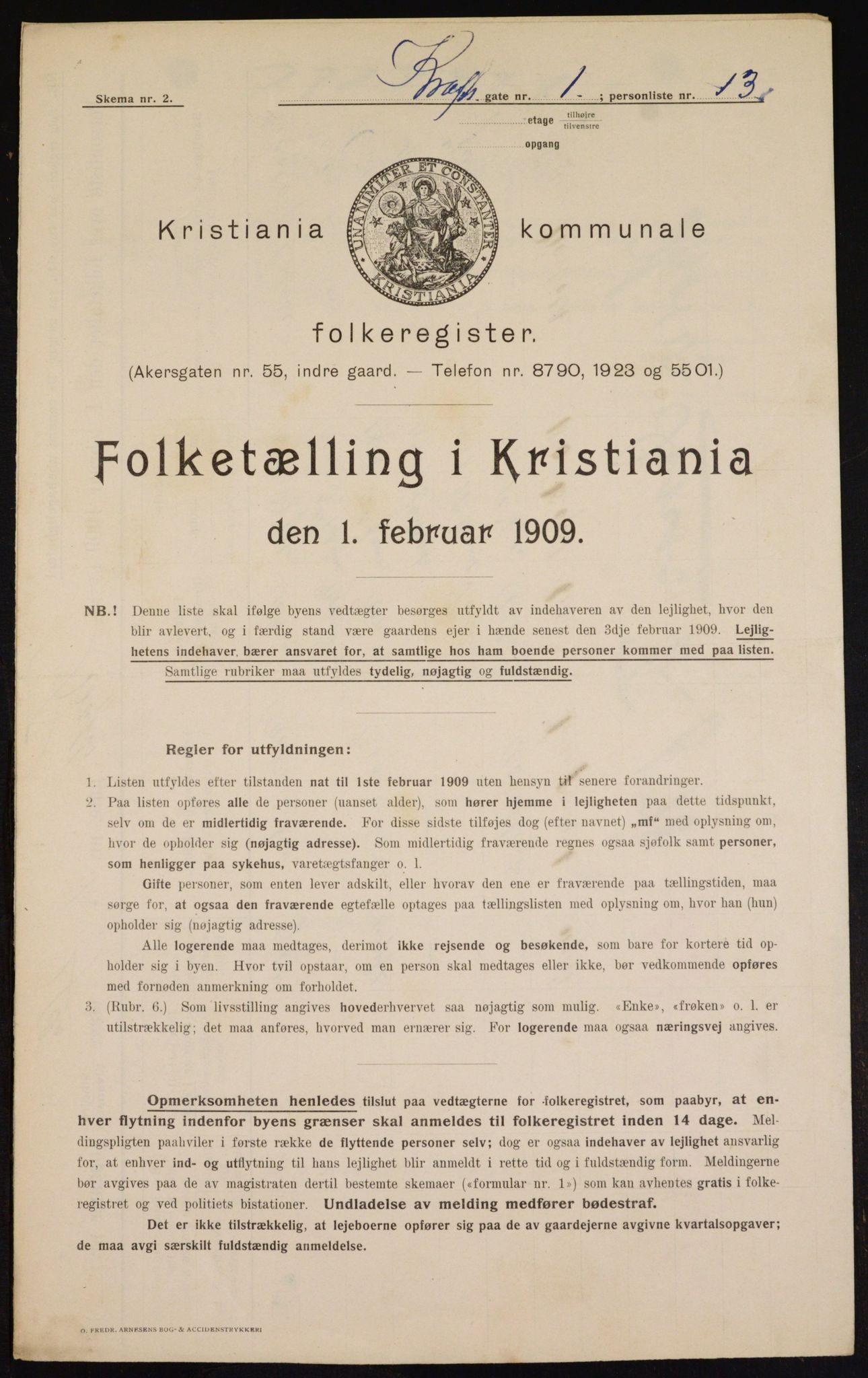 OBA, Kommunal folketelling 1.2.1909 for Kristiania kjøpstad, 1909, s. 49424