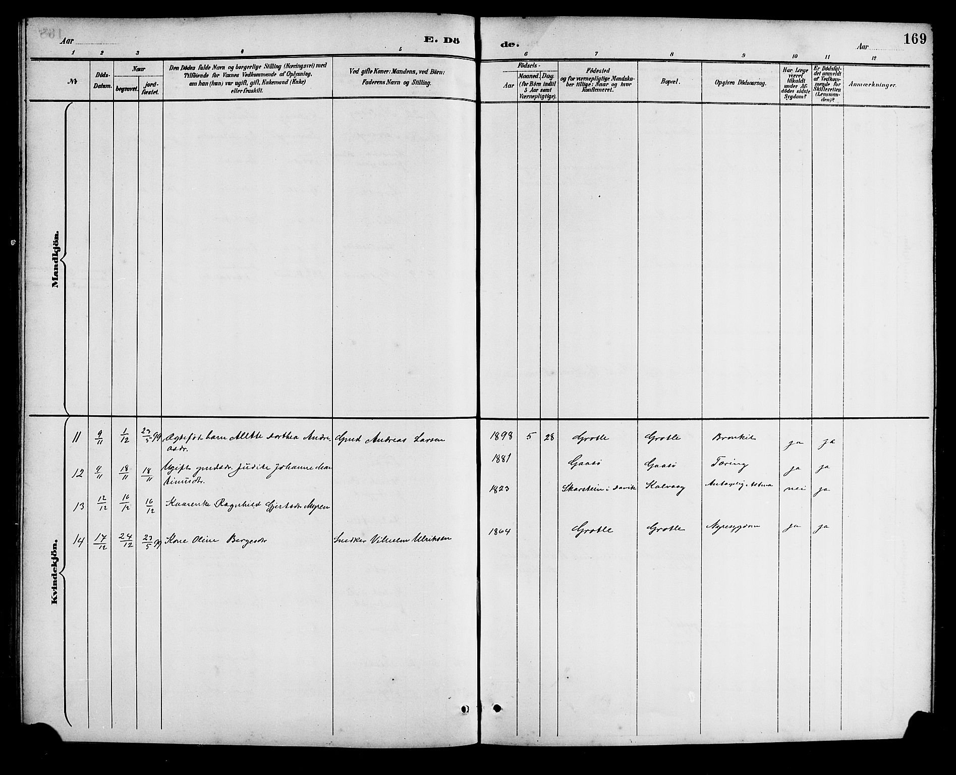 Bremanger sokneprestembete, SAB/A-82201/H/Hab/Haba/L0003: Klokkerbok nr. A 3, 1890-1908, s. 169