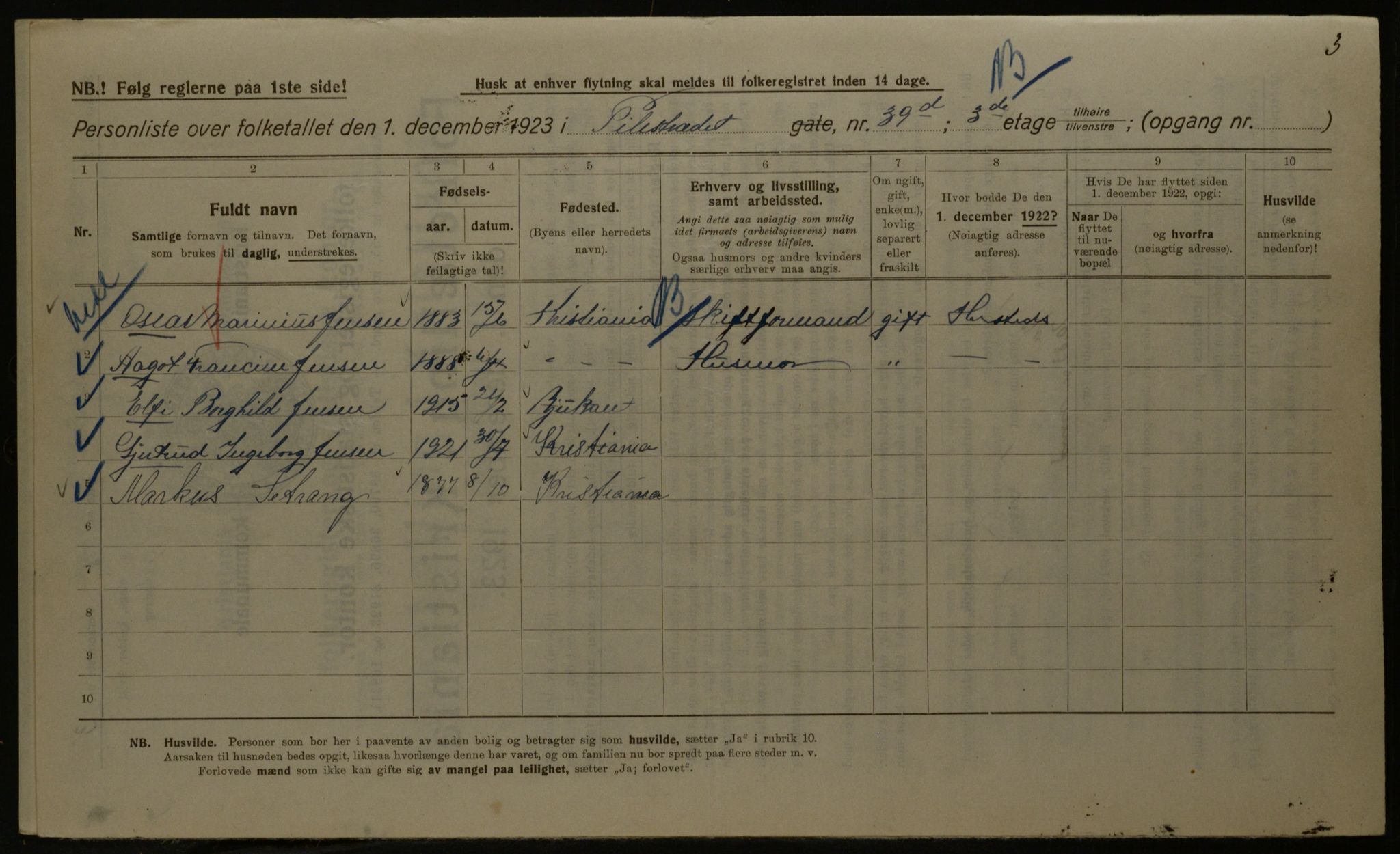 OBA, Kommunal folketelling 1.12.1923 for Kristiania, 1923, s. 87402