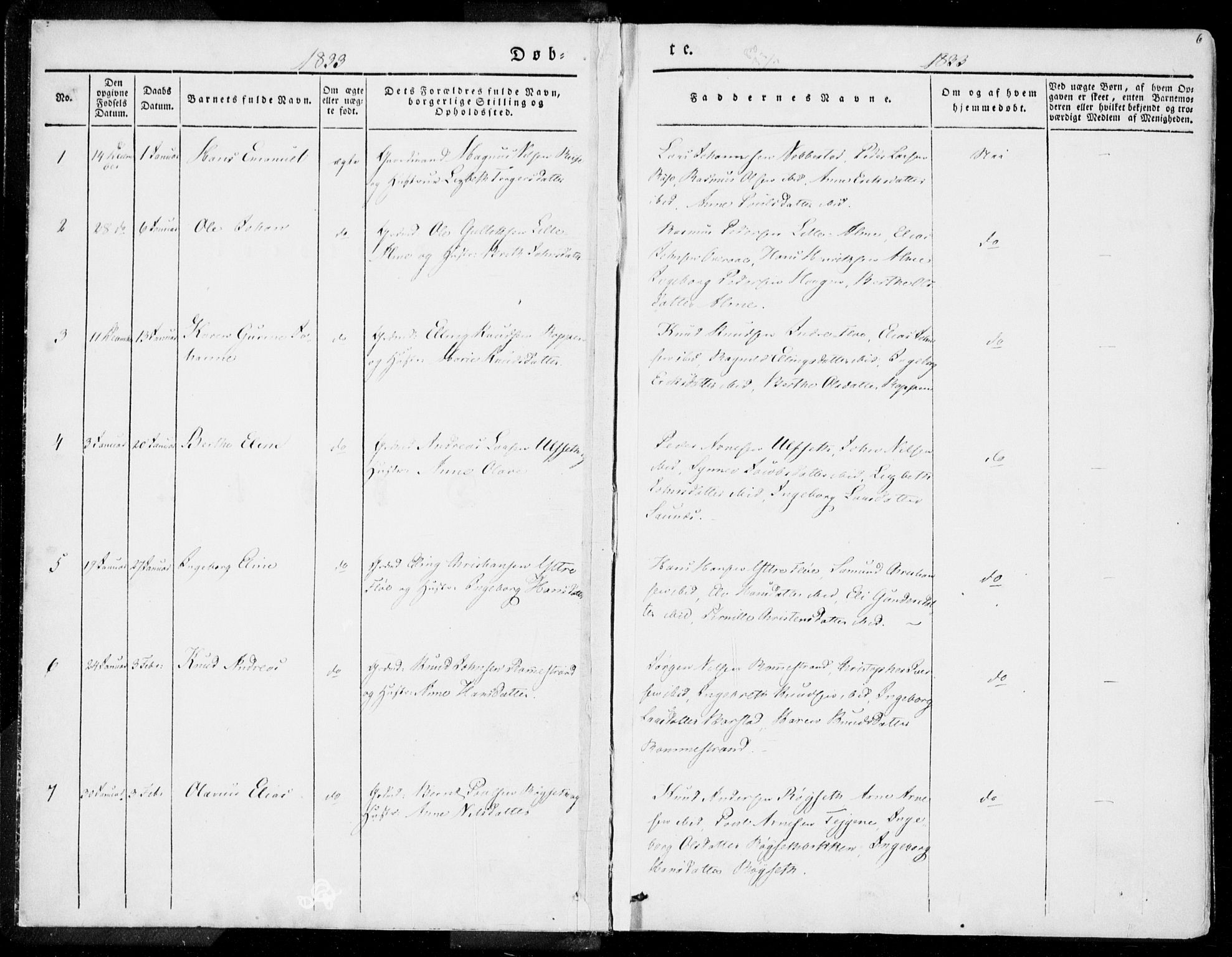 Ministerialprotokoller, klokkerbøker og fødselsregistre - Møre og Romsdal, SAT/A-1454/509/L0104: Ministerialbok nr. 509A02, 1833-1847, s. 6