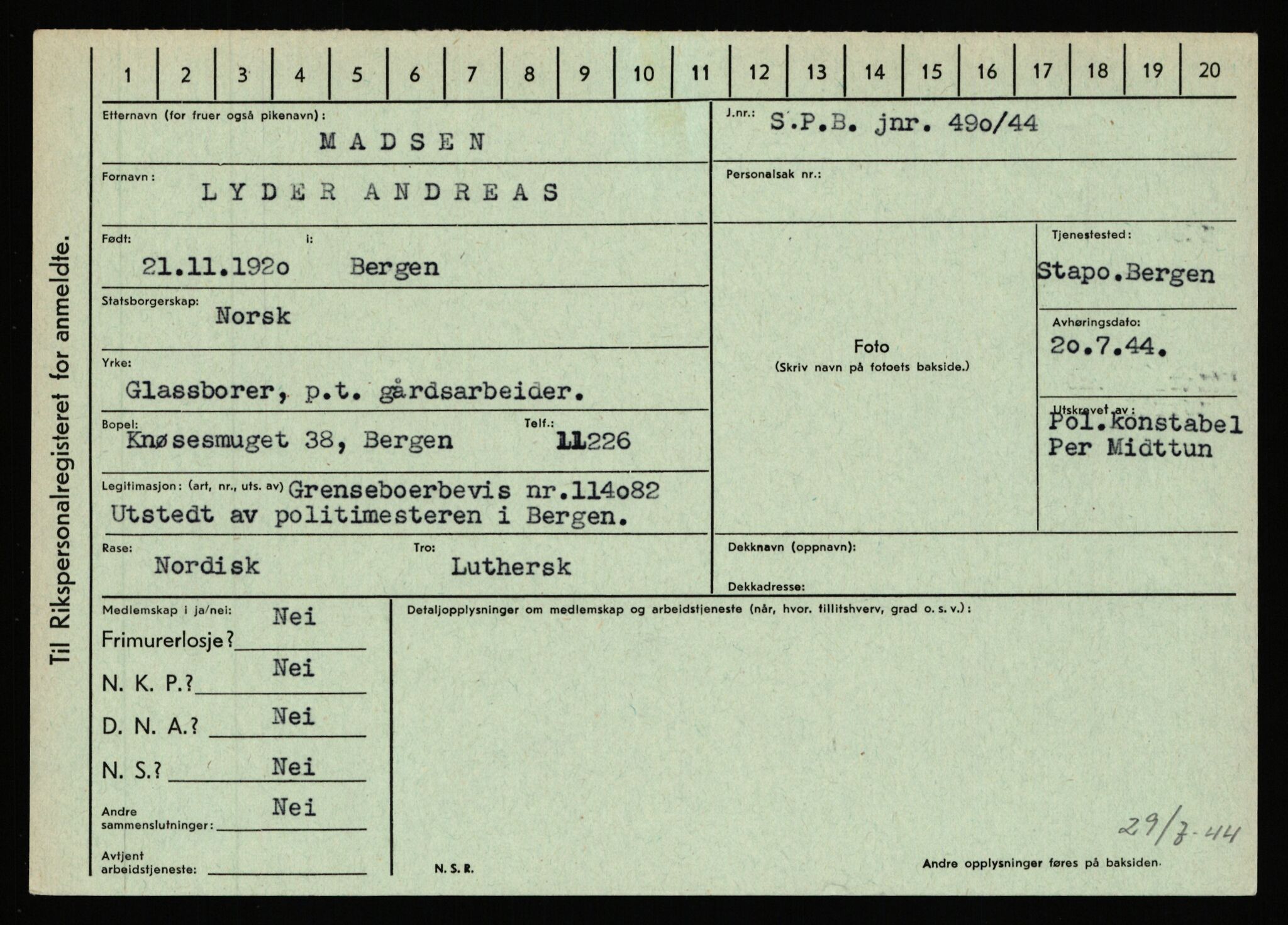 Statspolitiet - Hovedkontoret / Osloavdelingen, AV/RA-S-1329/C/Ca/L0010: Lind - Moksnes, 1943-1945, s. 2399