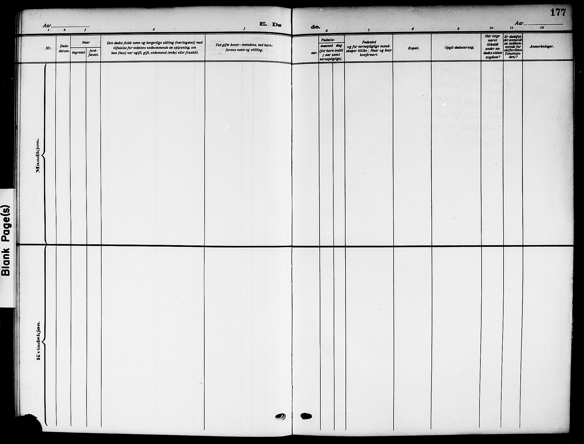 Lier kirkebøker, AV/SAKO-A-230/G/Gb/L0003: Klokkerbok nr. II 3, 1911-1919, s. 177