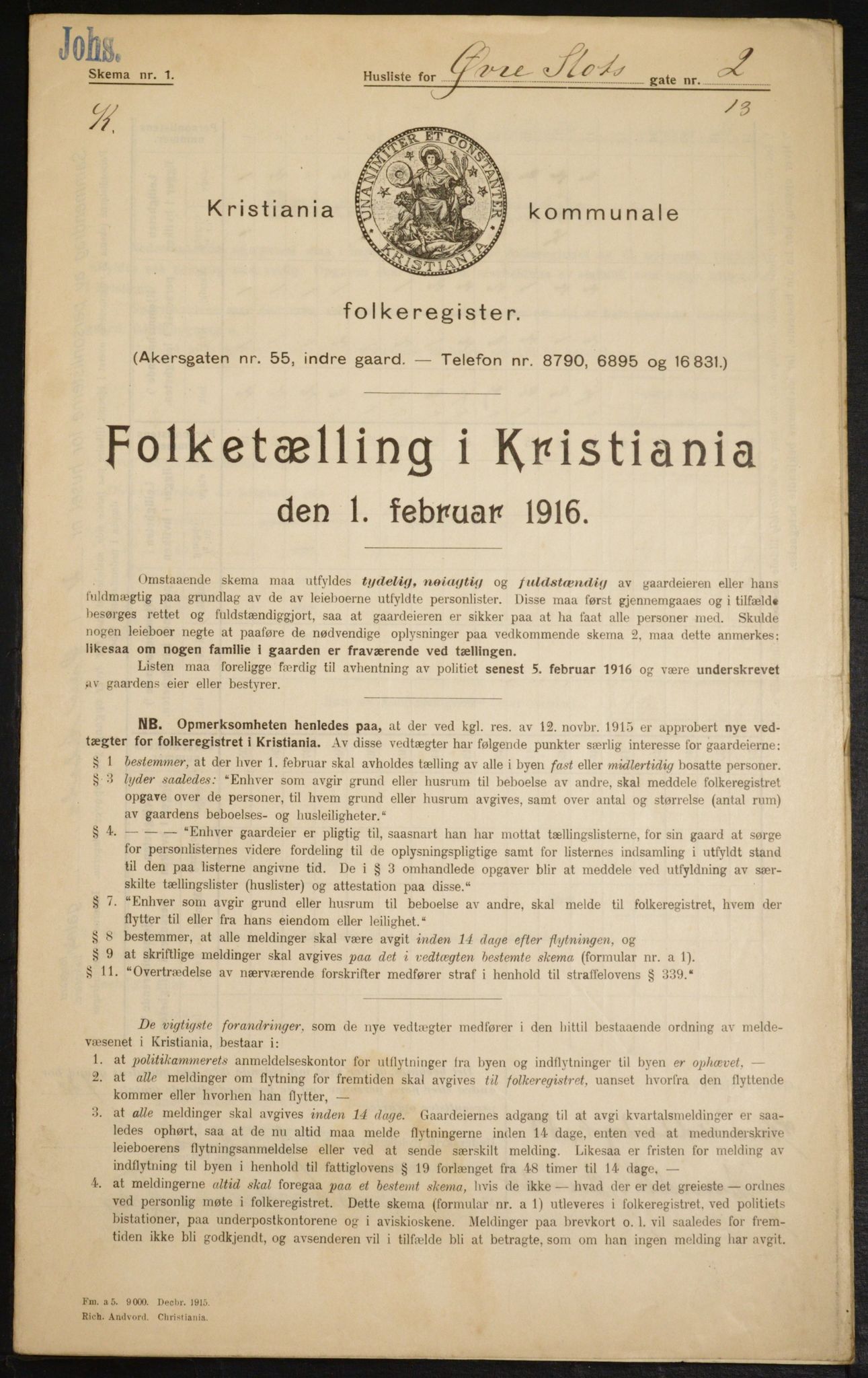 OBA, Kommunal folketelling 1.2.1916 for Kristiania, 1916, s. 133602