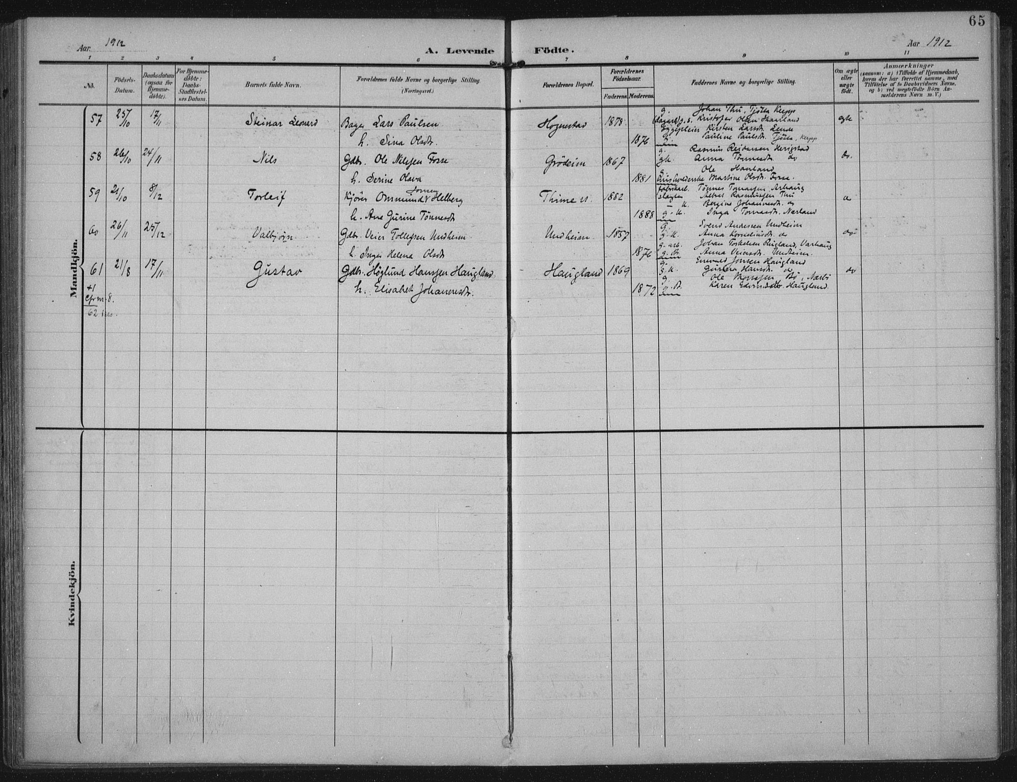 Lye sokneprestkontor, AV/SAST-A-101794/002/A/L0001: Ministerialbok nr. A 12, 1904-1920, s. 65