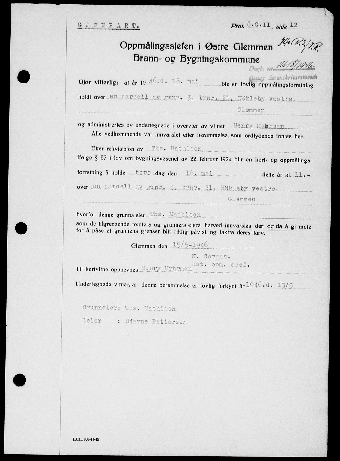 Onsøy sorenskriveri, SAO/A-10474/G/Ga/Gab/L0017: Pantebok nr. II A-17, 1946-1946, Dagboknr: 2618/1946