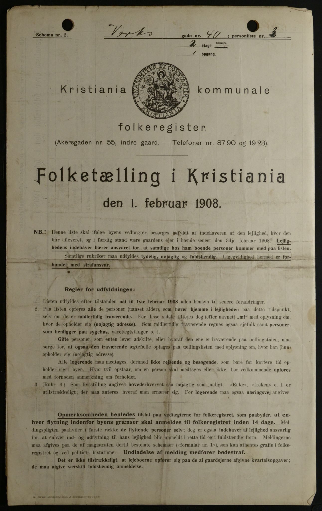 OBA, Kommunal folketelling 1.2.1908 for Kristiania kjøpstad, 1908, s. 109804