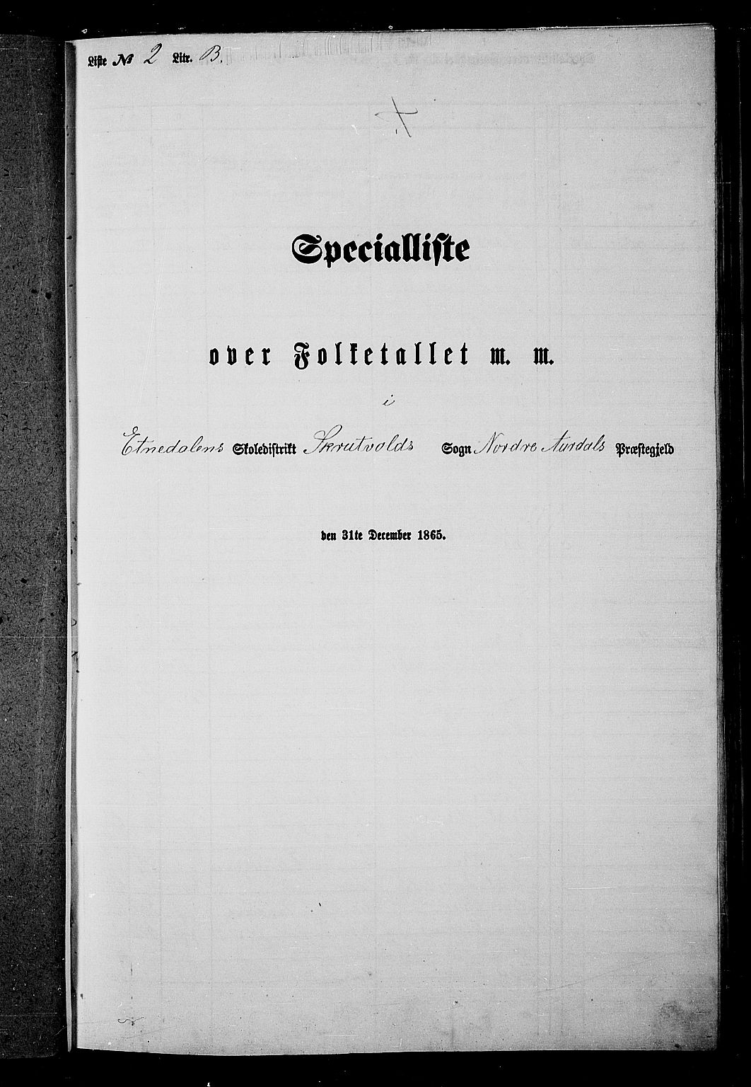 RA, Folketelling 1865 for 0542P Nord-Aurdal prestegjeld, 1865, s. 52