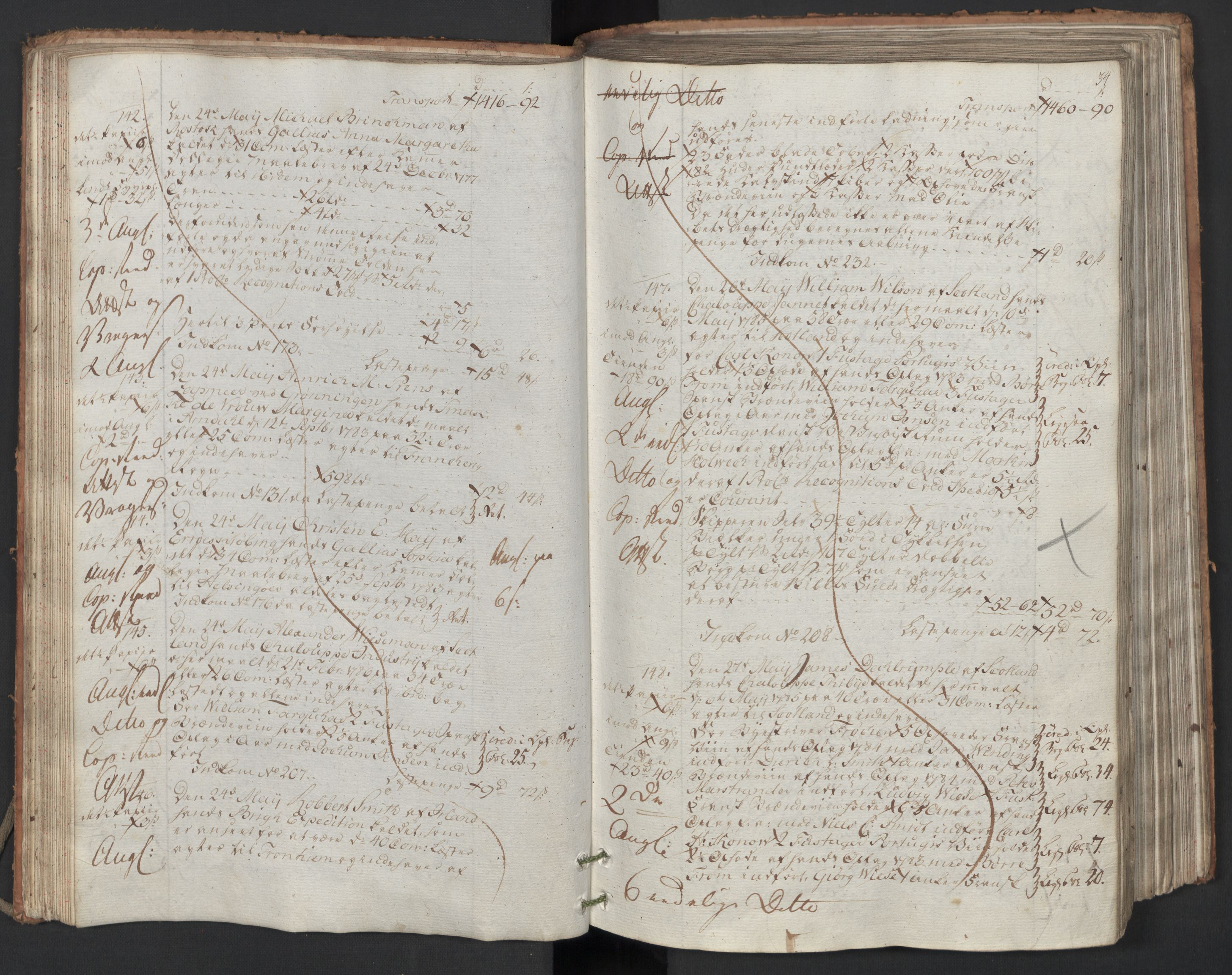 Generaltollkammeret, tollregnskaper, AV/RA-EA-5490/R26/L0223/0001: Tollregnskaper Bergen A / Utgående hovedtollbok, 1786, s. 33b-34a