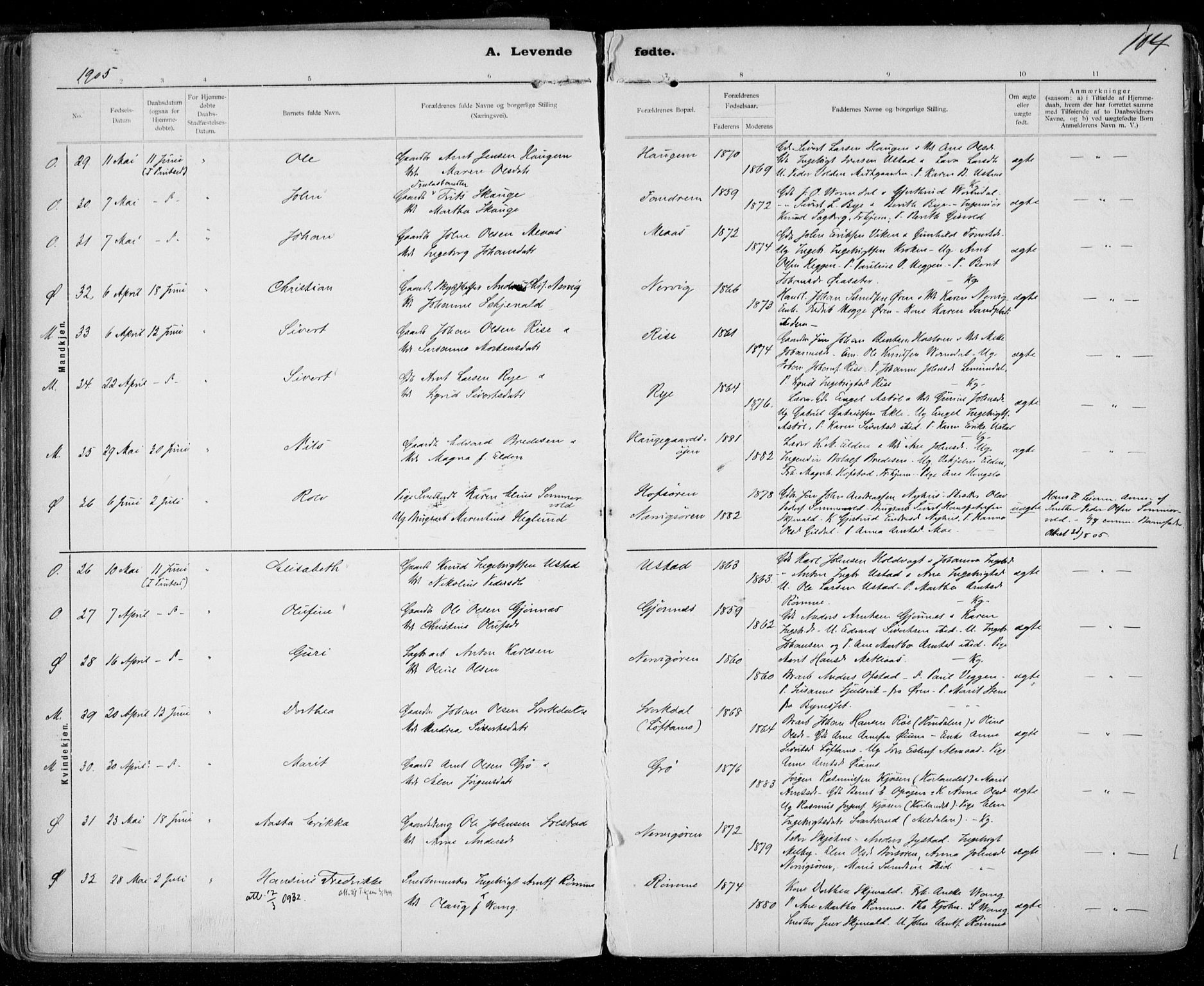 Ministerialprotokoller, klokkerbøker og fødselsregistre - Sør-Trøndelag, AV/SAT-A-1456/668/L0811: Ministerialbok nr. 668A11, 1894-1913, s. 104