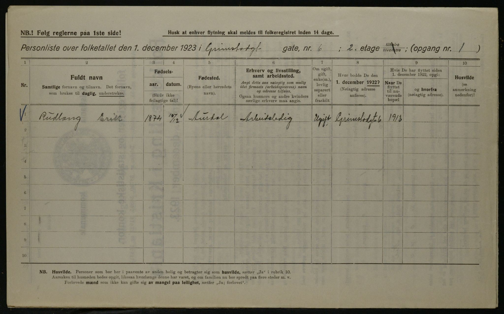 OBA, Kommunal folketelling 1.12.1923 for Kristiania, 1923, s. 33838