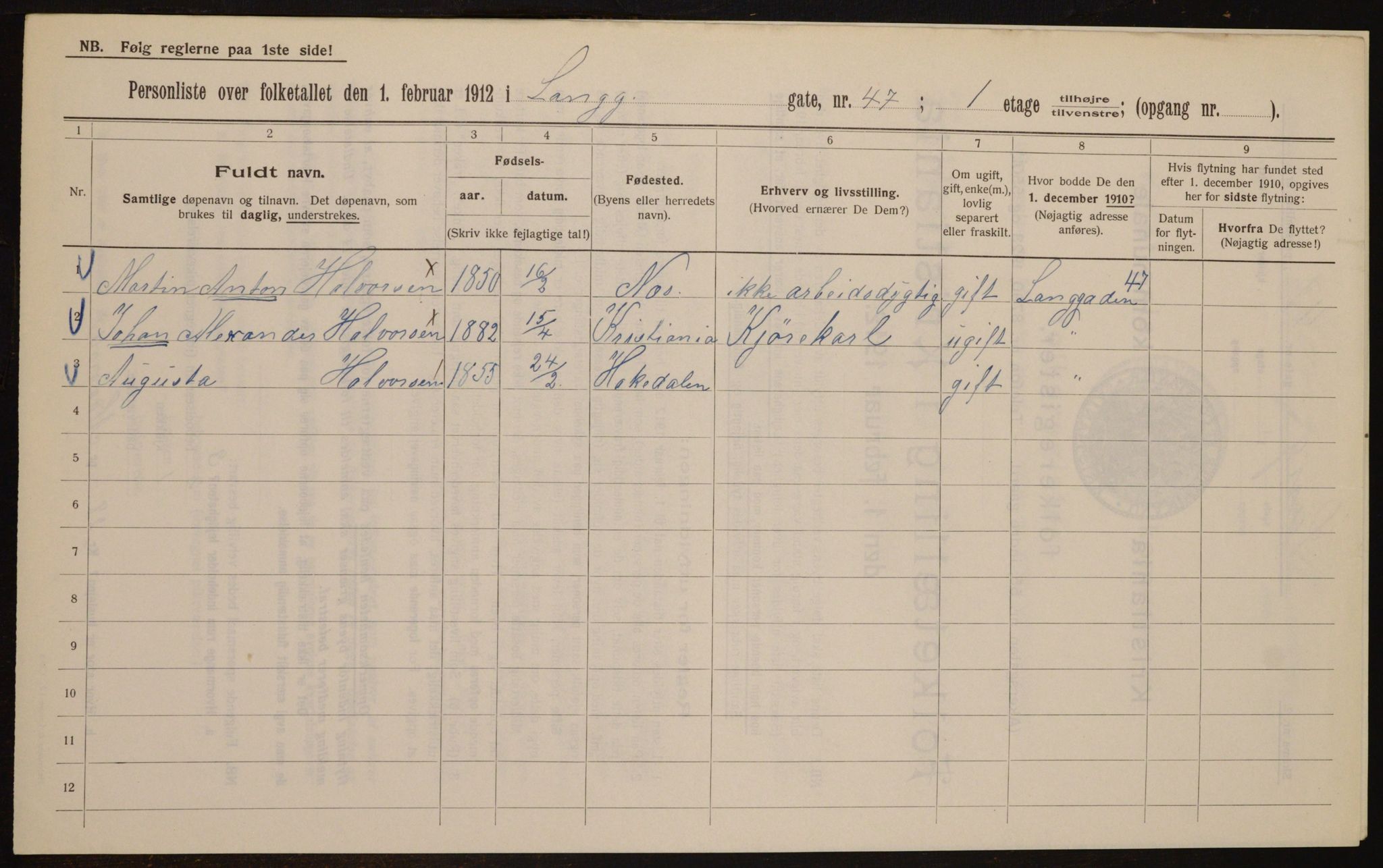 OBA, Kommunal folketelling 1.2.1912 for Kristiania, 1912, s. 57251