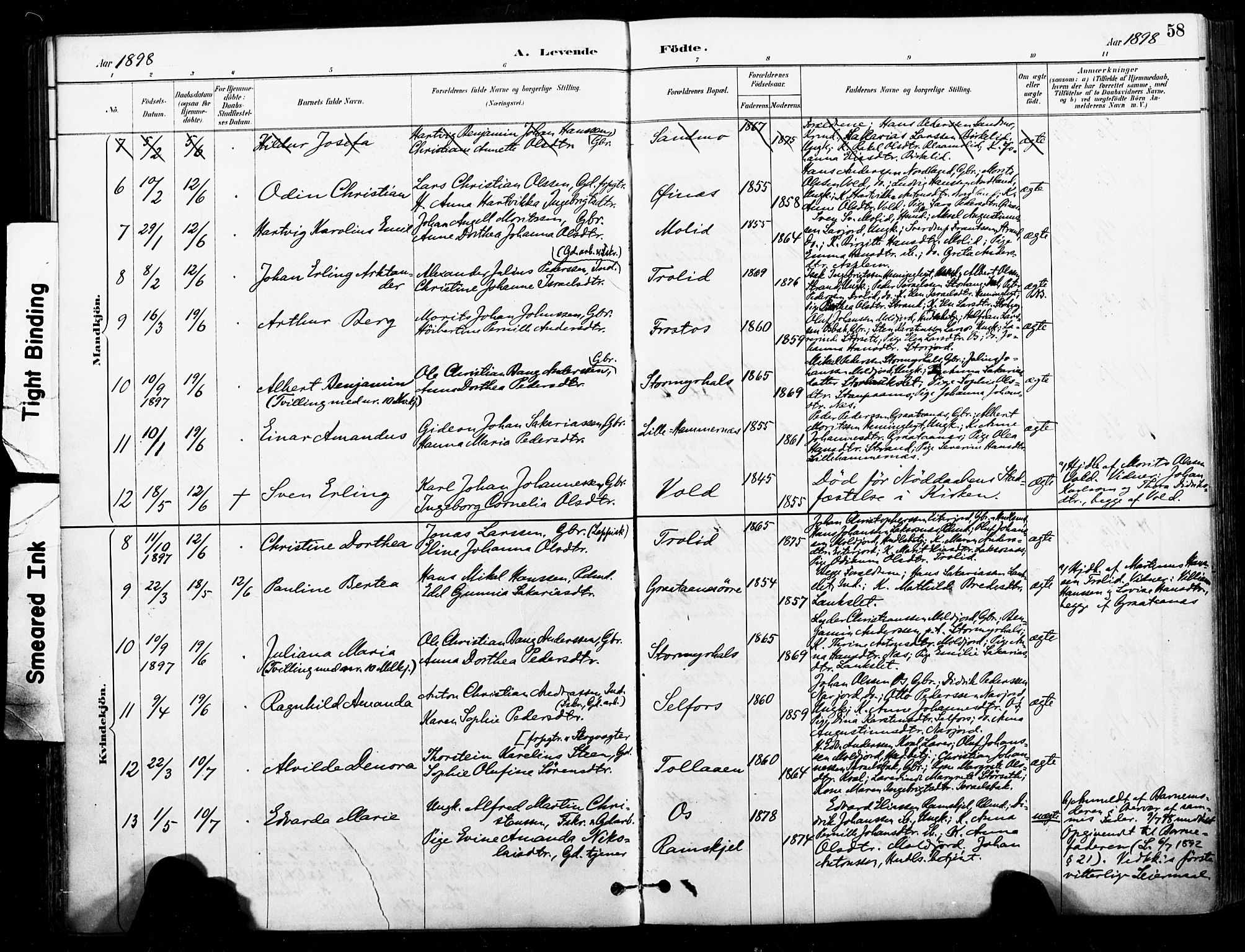 Ministerialprotokoller, klokkerbøker og fødselsregistre - Nordland, AV/SAT-A-1459/846/L0646: Ministerialbok nr. 846A04, 1887-1901, s. 58