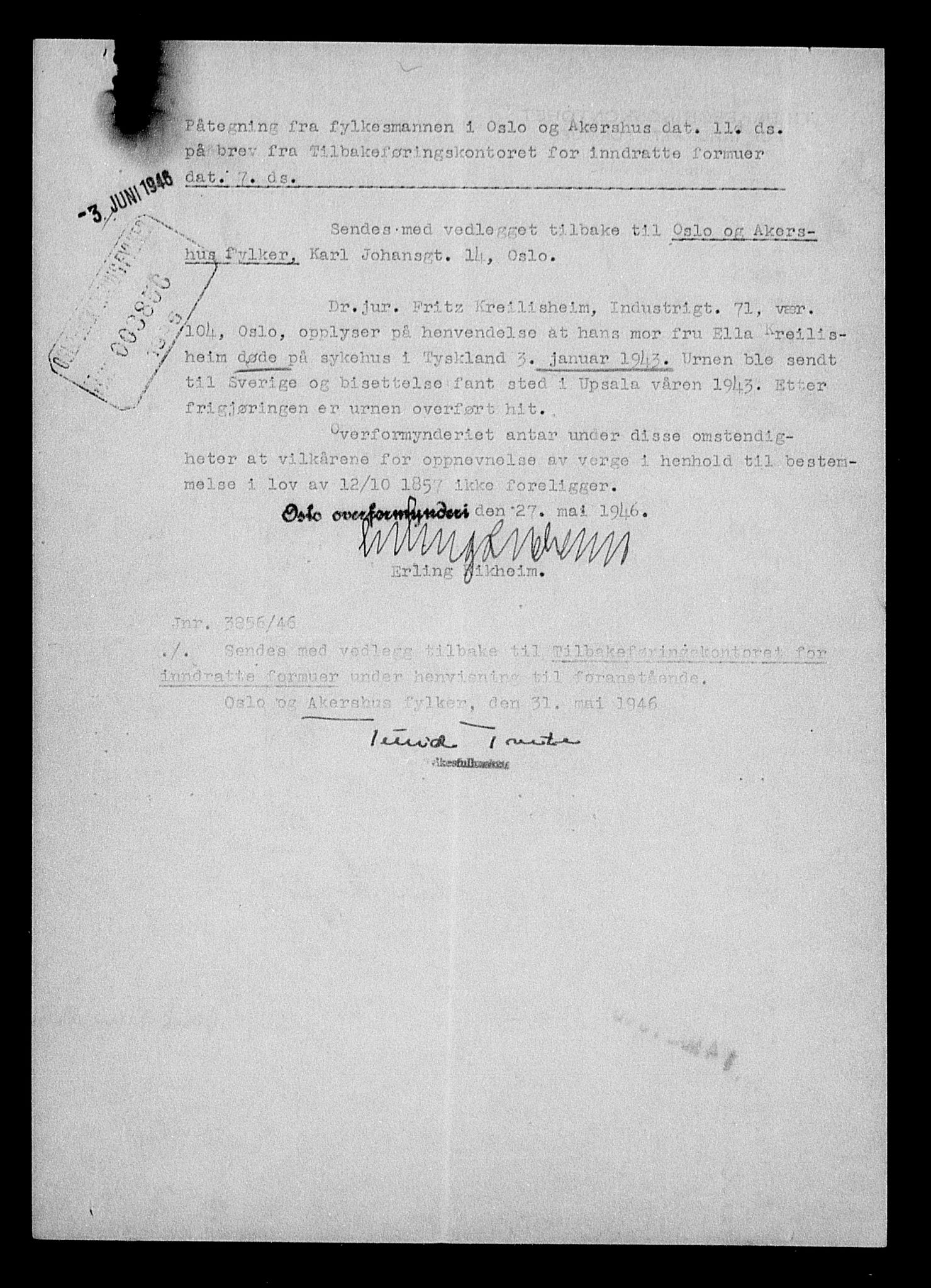 Justisdepartementet, Tilbakeføringskontoret for inndratte formuer, AV/RA-S-1564/H/Hc/Hcc/L0953: --, 1945-1947, s. 90