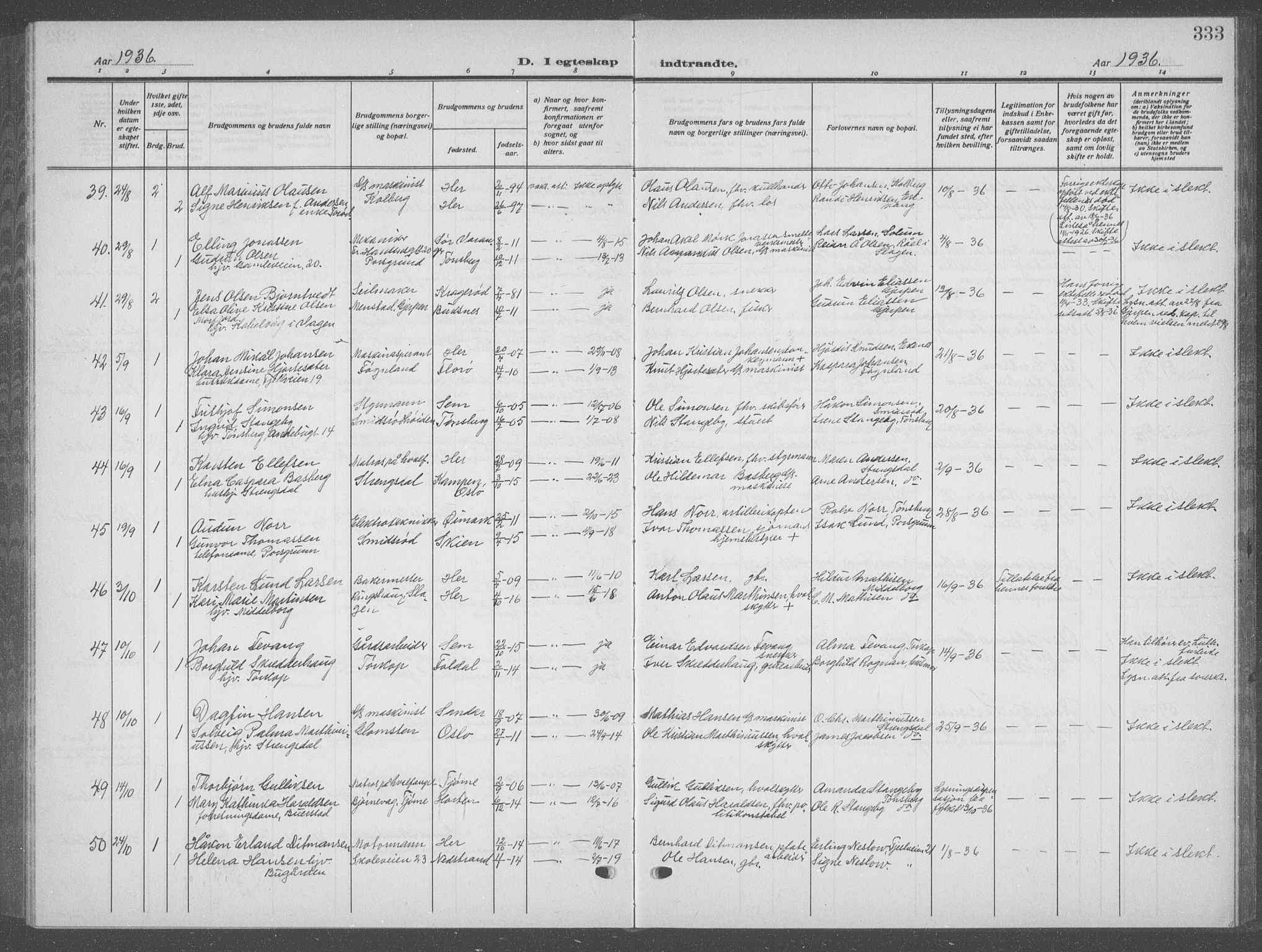 Nøtterøy kirkebøker, AV/SAKO-A-354/G/Ga/L0006: Klokkerbok nr. I 6, 1925-1939, s. 333