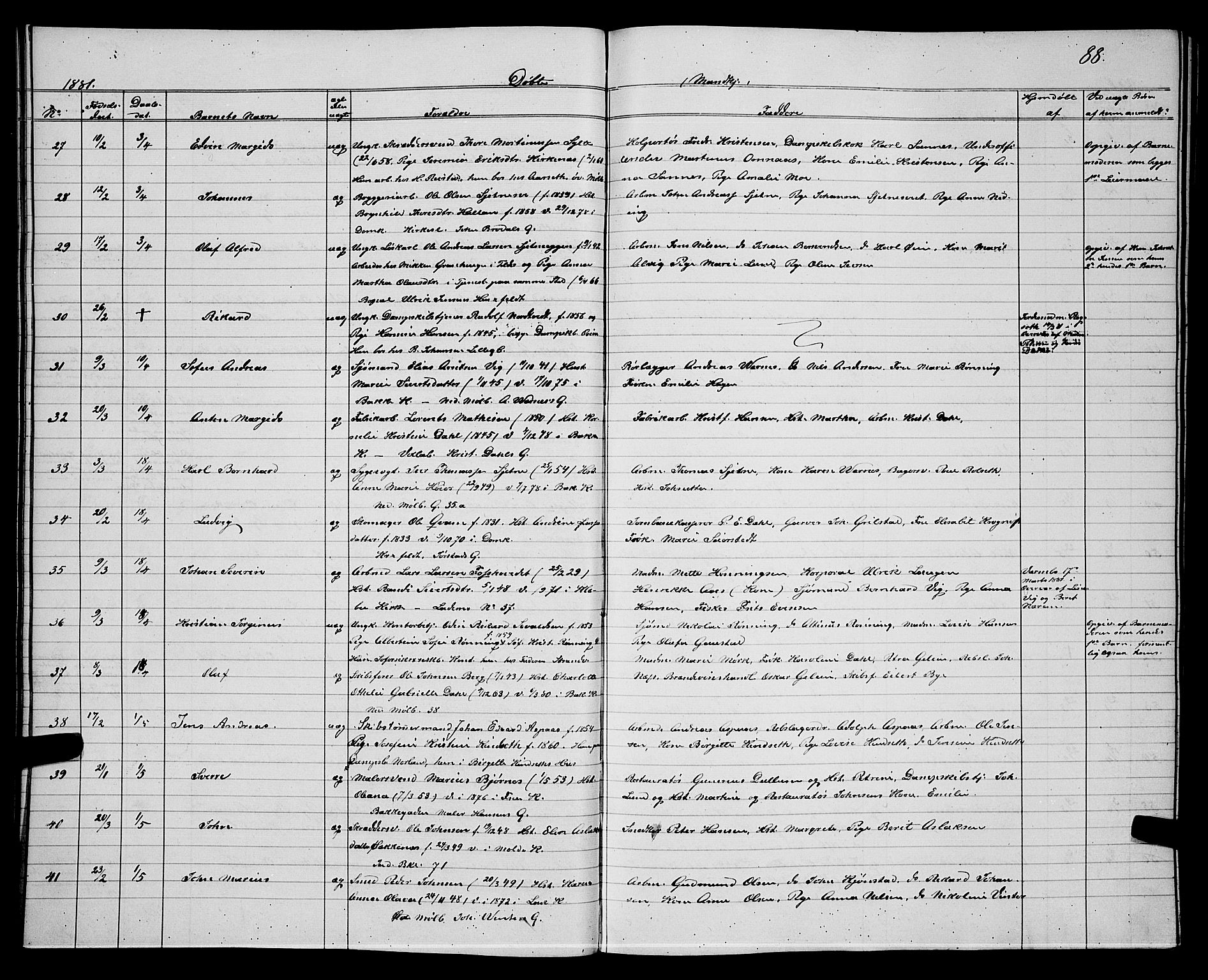 Ministerialprotokoller, klokkerbøker og fødselsregistre - Sør-Trøndelag, SAT/A-1456/604/L0220: Klokkerbok nr. 604C03, 1870-1885, s. 88