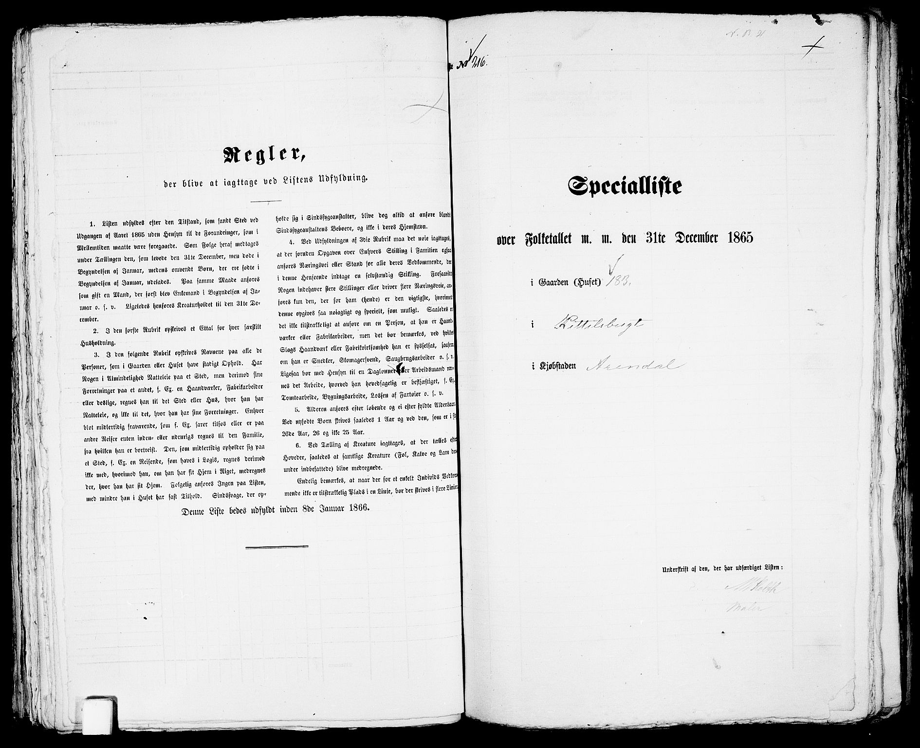 RA, Folketelling 1865 for 0903P Arendal prestegjeld, 1865, s. 438