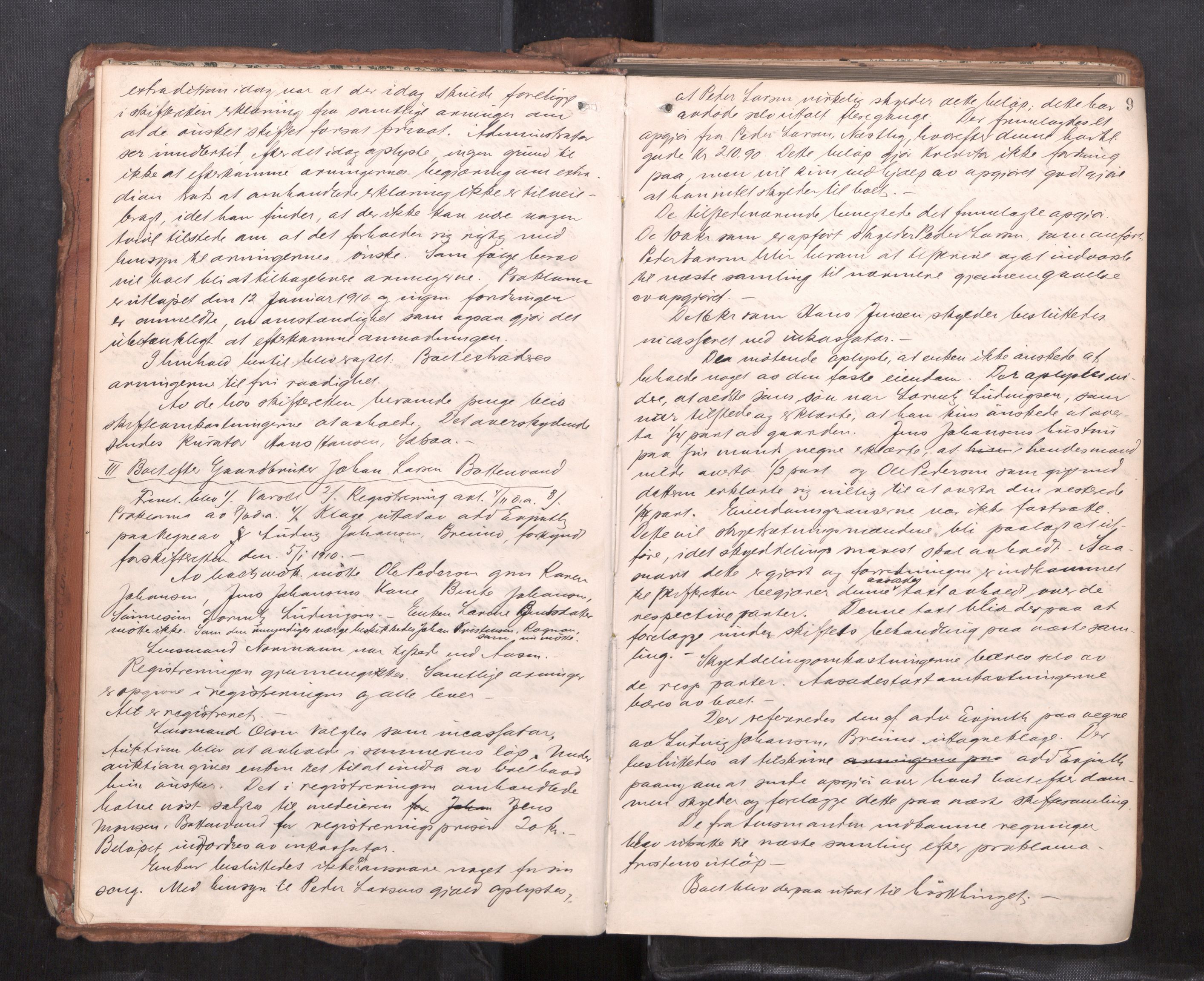 Salten sorenskriveri, AV/SAT-A-4578/1/3/3B/L0012: Skiftebehandlingsprotokoll, 1910-1915, s. 9