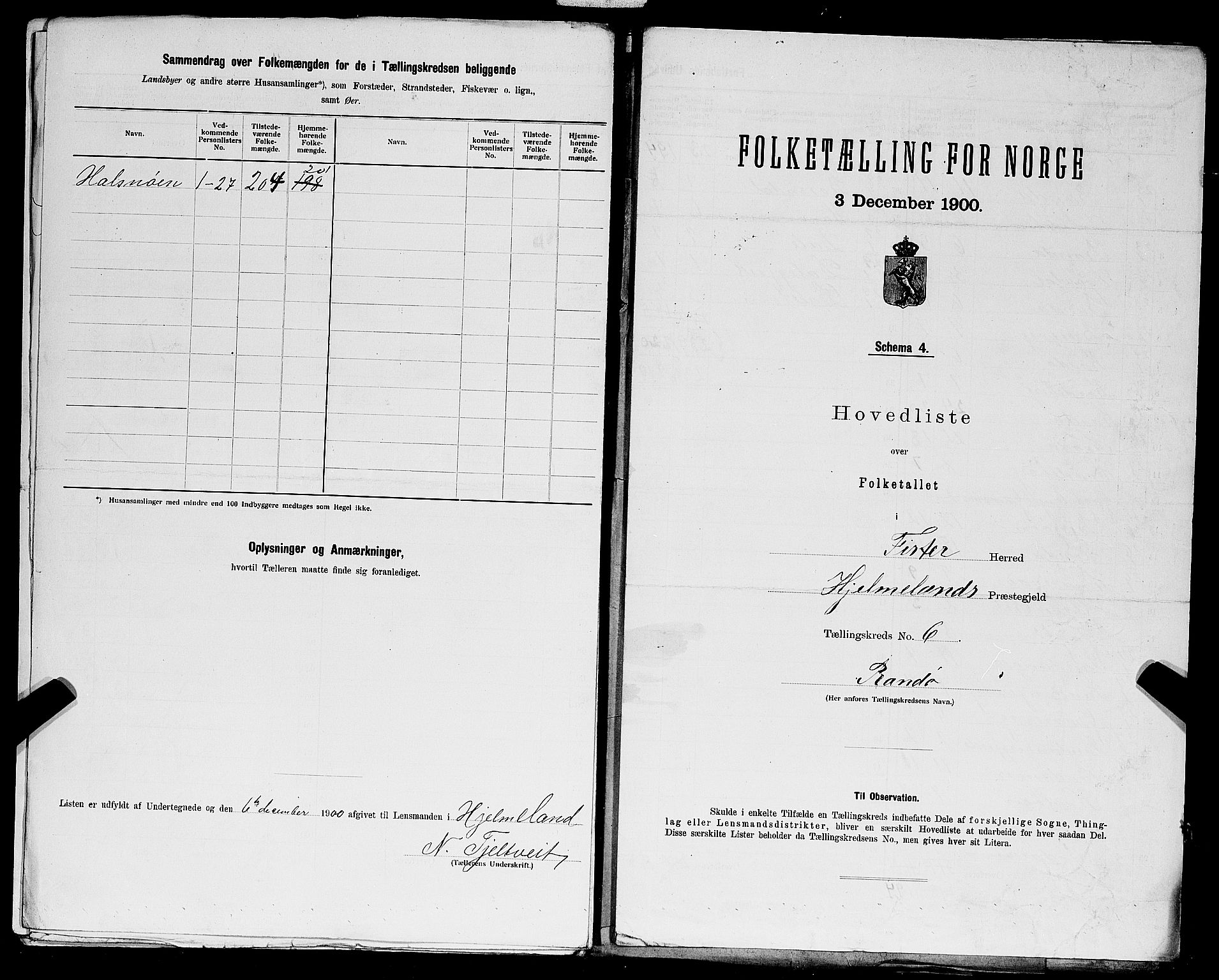 SAST, Folketelling 1900 for 1132 Fister herred, 1900, s. 22