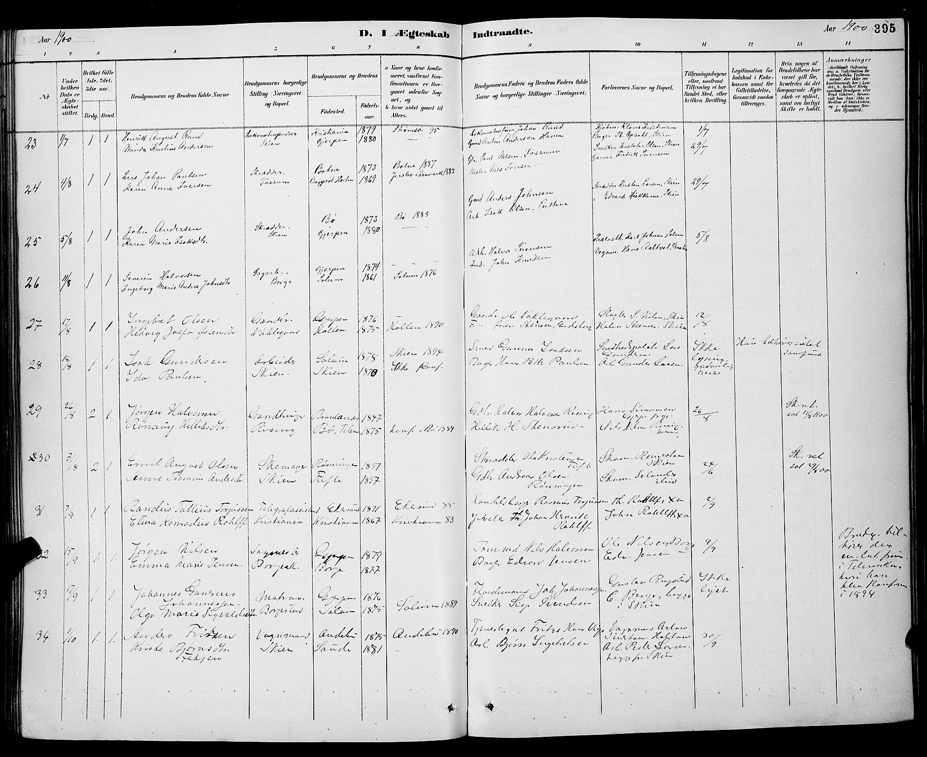 Gjerpen kirkebøker, AV/SAKO-A-265/G/Ga/L0002: Klokkerbok nr. I 2, 1883-1900, s. 395