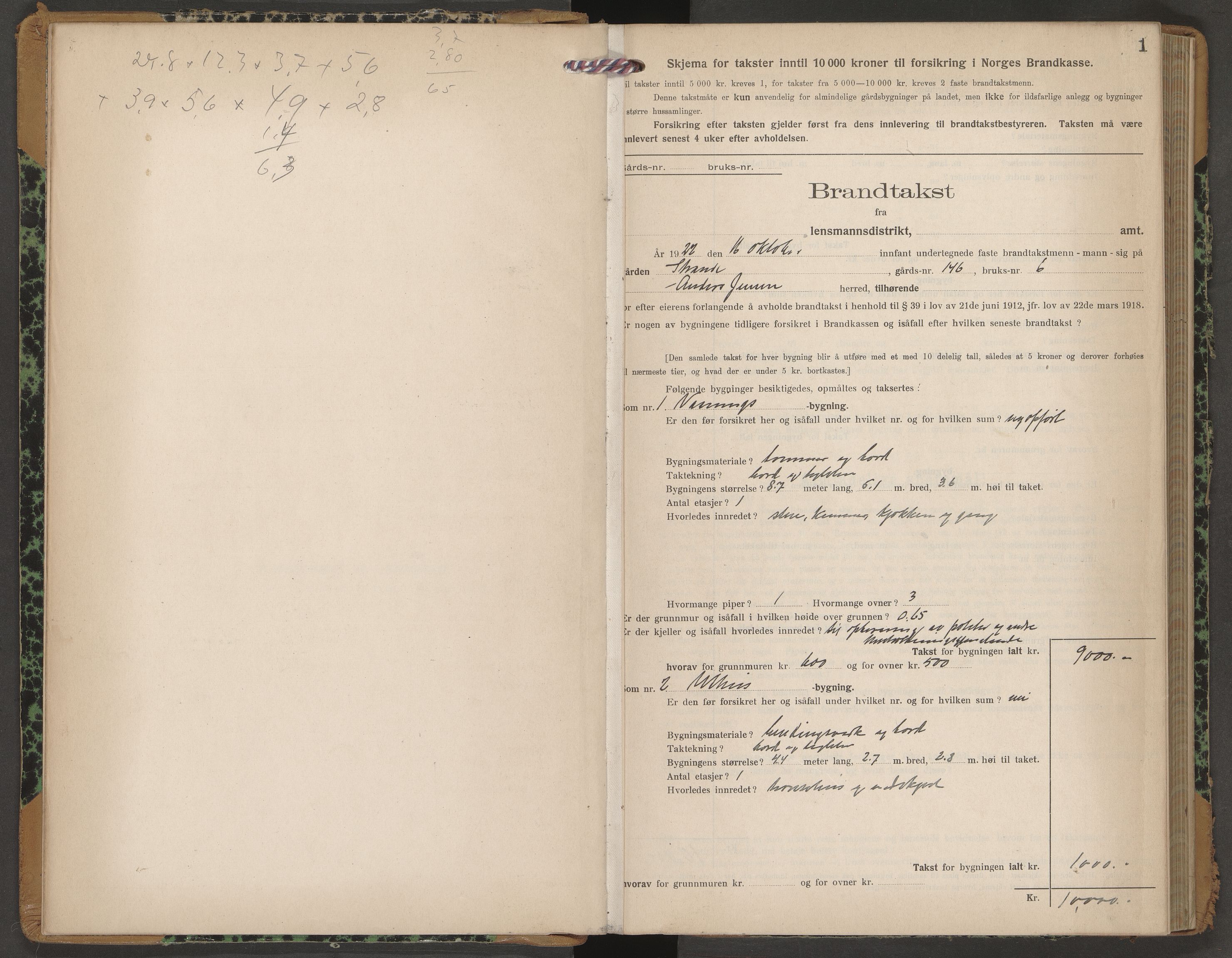 Brunlanes lensmannskontor, AV/SAKO-A-535/Y/Yb/Ybb/L0005: Skjematakstprotokoller, 1922-1934