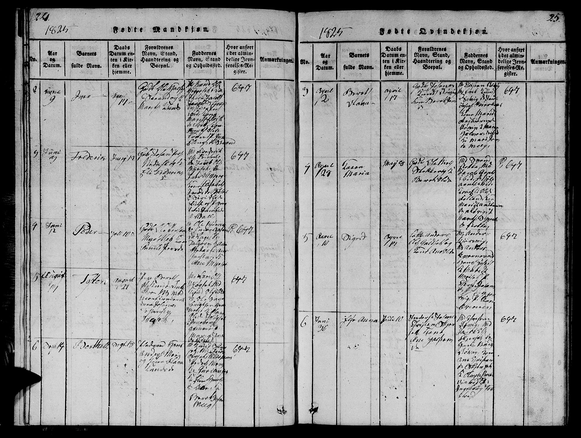 Ministerialprotokoller, klokkerbøker og fødselsregistre - Møre og Romsdal, AV/SAT-A-1454/568/L0811: Klokkerbok nr. 568C01, 1819-1828, s. 24-25