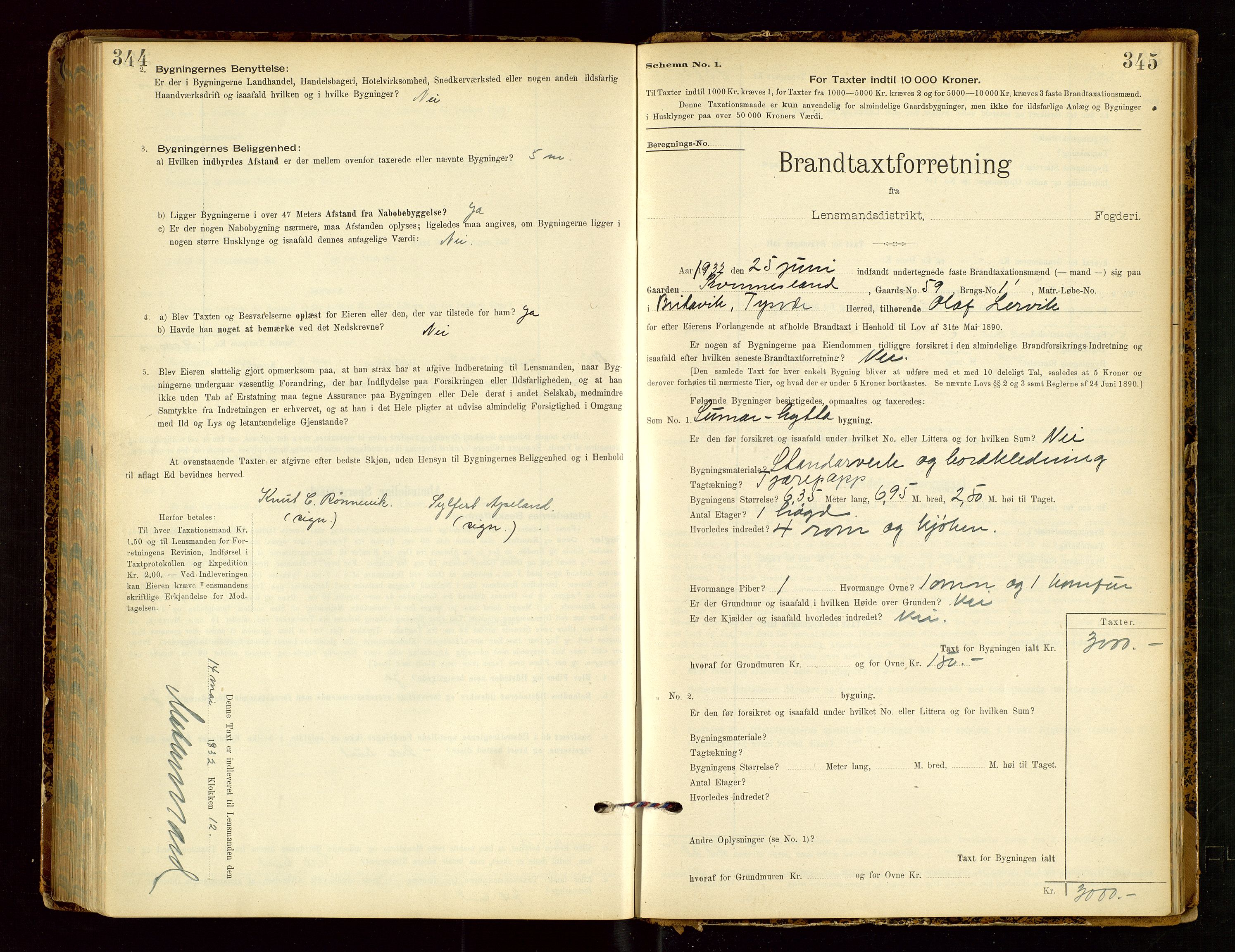 Tysvær lensmannskontor, AV/SAST-A-100192/Gob/L0002: "Brandtakstprotokol for Lensmanden i Tysvær", 1901-1932, s. 344-345