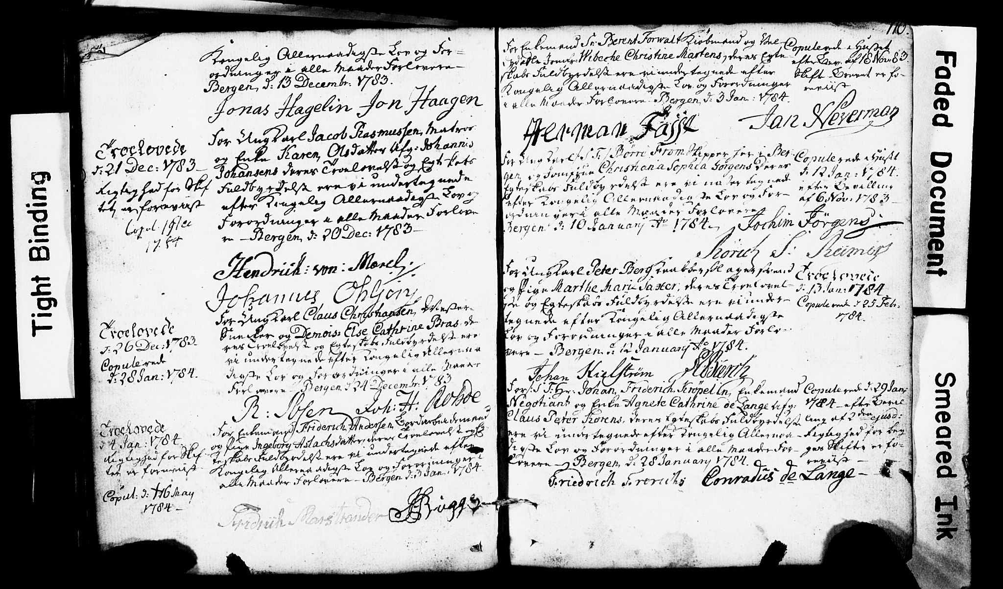 Domkirken sokneprestembete, SAB/A-74801: Forlovererklæringer nr. II.5.1, 1767-1792, s. 110