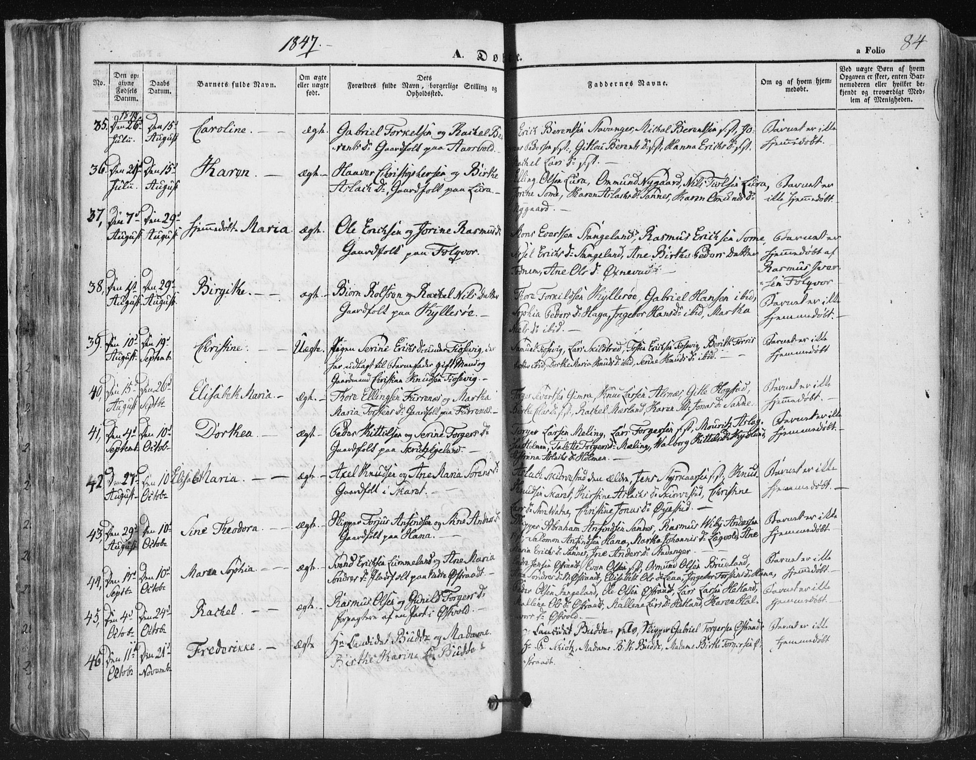 Høyland sokneprestkontor, AV/SAST-A-101799/001/30BA/L0008: Ministerialbok nr. A 8, 1841-1856, s. 84