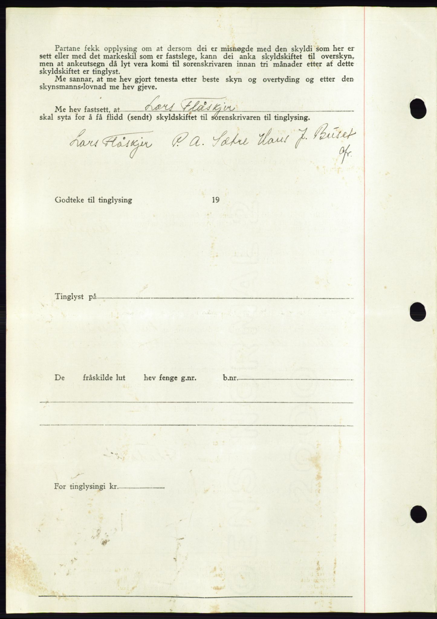 Søre Sunnmøre sorenskriveri, AV/SAT-A-4122/1/2/2C/L0071: Pantebok nr. 65, 1941-1941, Dagboknr: 1064/1941