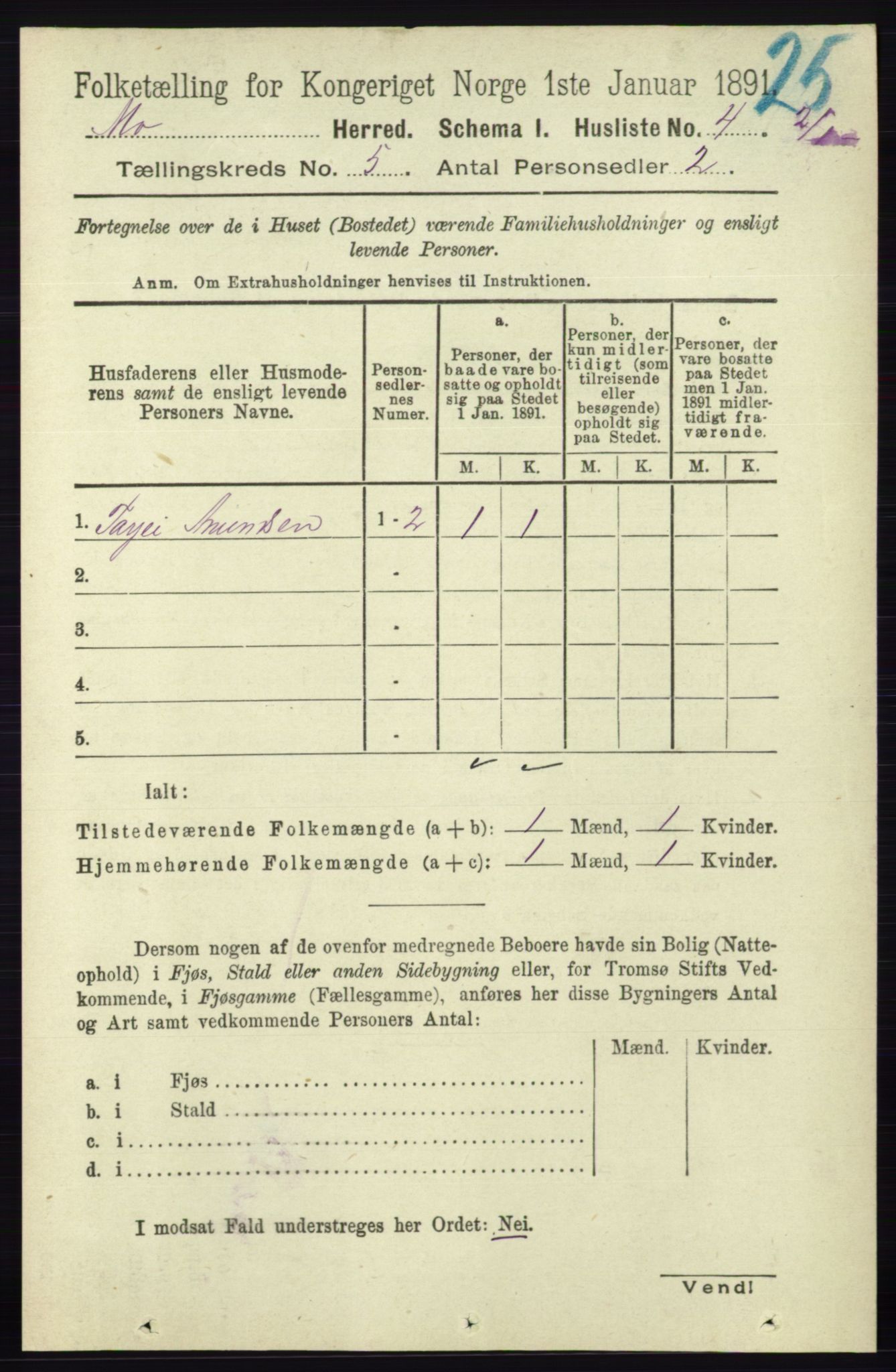 RA, Folketelling 1891 for 0832 Mo herred, 1891, s. 1257